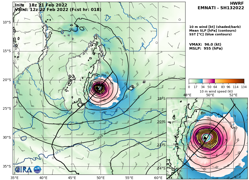 TC 13S(EMNATI): bearing down on Mananjary & Manakara/Madagascar, landfall forecast within 24hours, 22/03utc