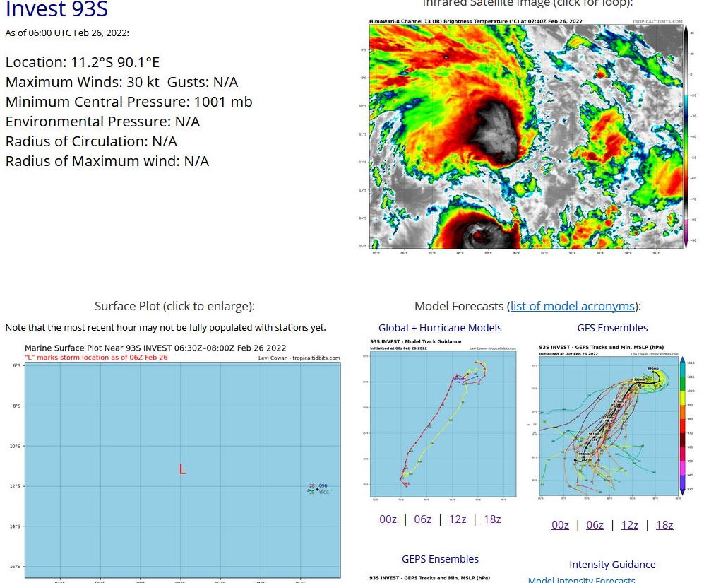 TC 14S(VERNON): very small but powerful CAT 4: weakening while absorbing Invest 93S//TC 15S(ANIKA) up-date, 26/09utc
