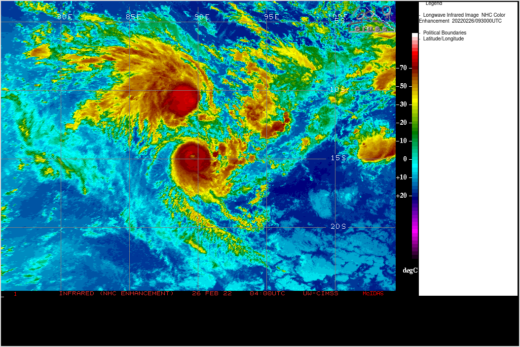 TC 14S(VERNON): very small but powerful CAT 4: weakening while absorbing Invest 93S//TC 15S(ANIKA) up-date, 26/09utc