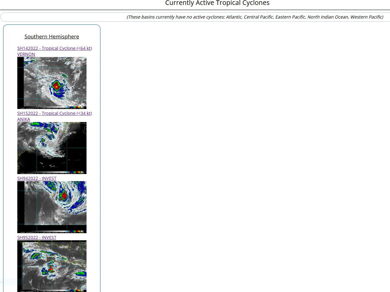 TC 14S(VERNON) over improved OHC// Over-land TC 15S(ANIKA): Tropical Cyclone Formation Alert//Invests 94P & 95S, 01/03utc TC 14S(VERNON) over improved OHC// Over-land TC 15S(ANIKA): Tropical Cyclone Formation Alert//Invests 94P & 95S, 01/03utc