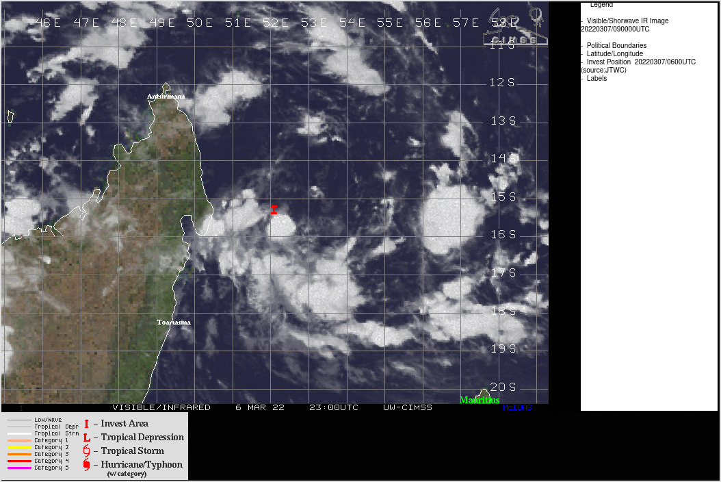 Invest 97S intensifying off Madagascar// Invest 96P: subtropical, 07/09utc