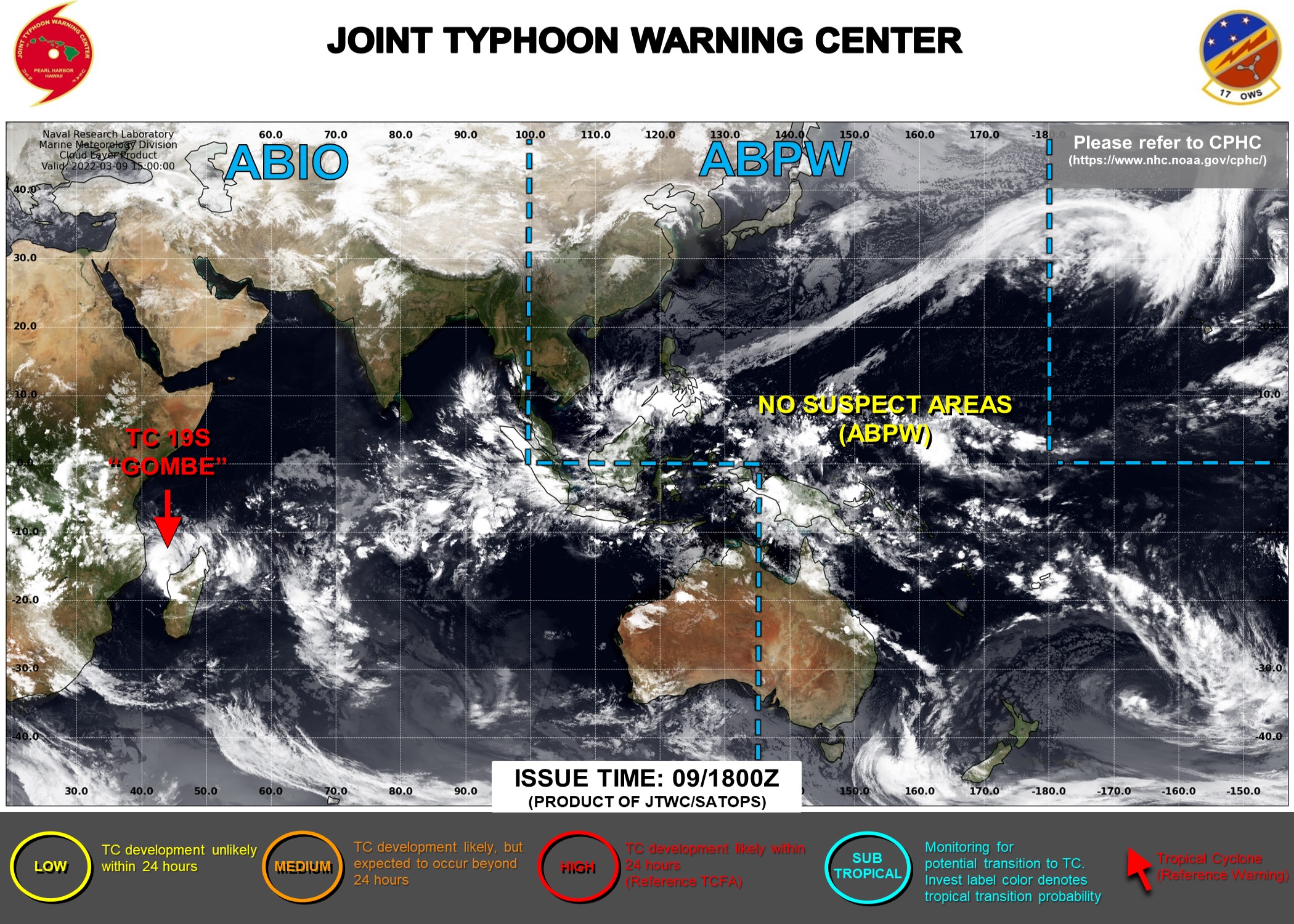 JTWC IS ISSUING 6HOURLY WARNINGS AND 3HOURLY SATELLITE BULLETINS ON TC 19S(GOMBE). JTWC IS ISSUING 6HOURLY WARNINGS AND 3HOURLY SATELLITE BULLETINS ON TC 19S(GOMBE).