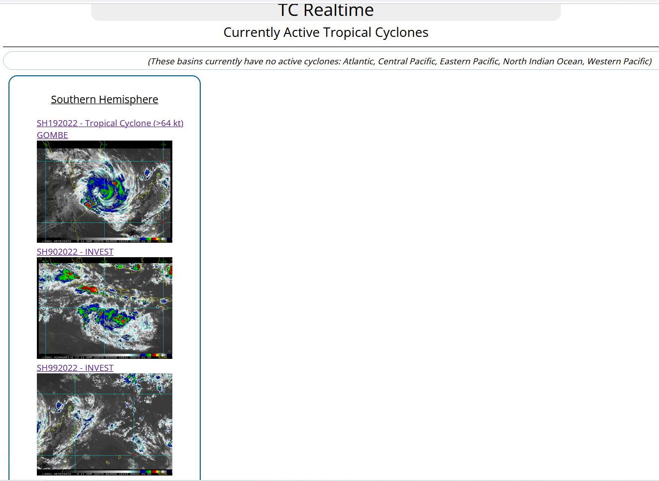 TC 19S(GOMBE): slowly pushing inland, heavy-rain maker,forecast back over open ocean in 72h//Invest 90S and Invest 99S, 11/09utc