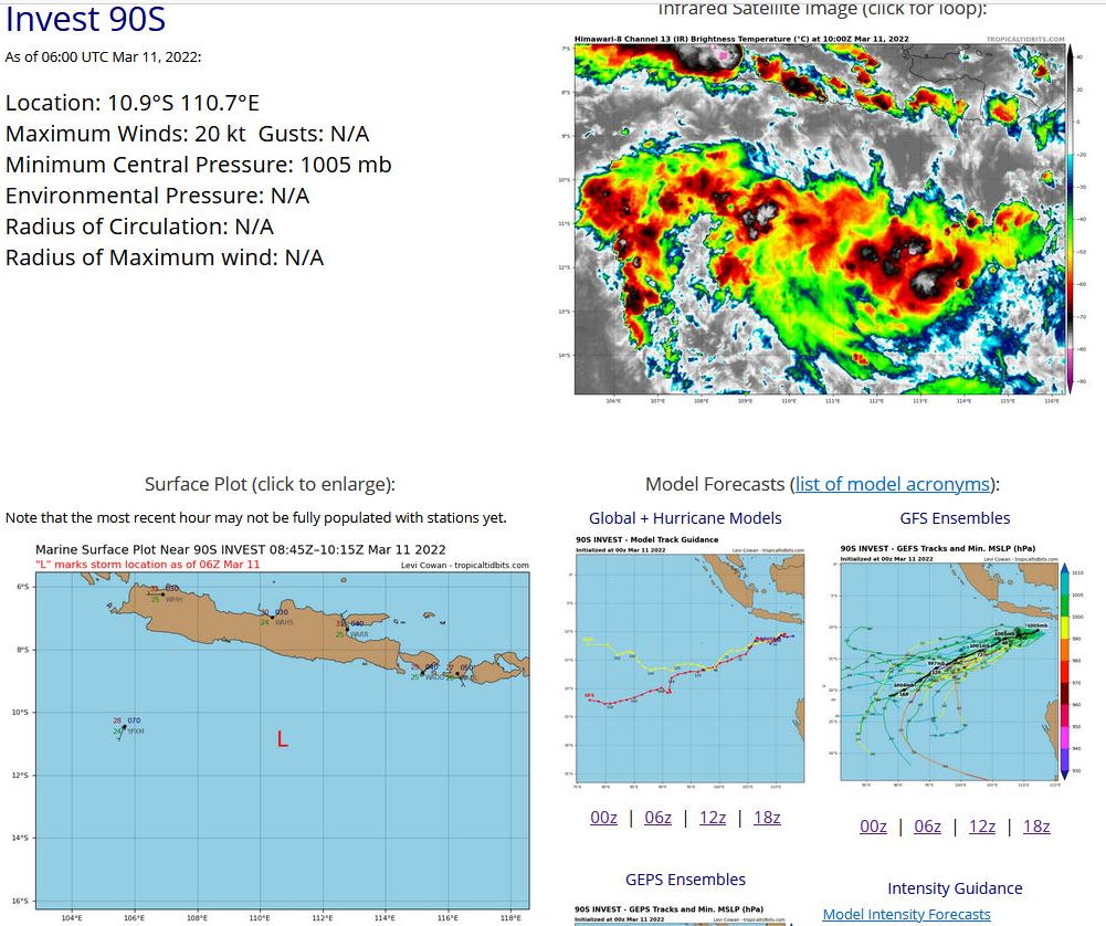 TC 19S(GOMBE): slowly pushing inland, heavy-rain maker,forecast back over open ocean in 72h//Invest 90S and Invest 99S, 11/09utc