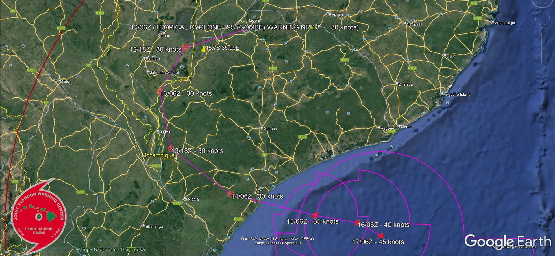 TC 19S(GOMBE): inland over MOZ, forecast to be back over open sea shortly after 48h//Invest 90S: up-graded to Medium,12/09utc