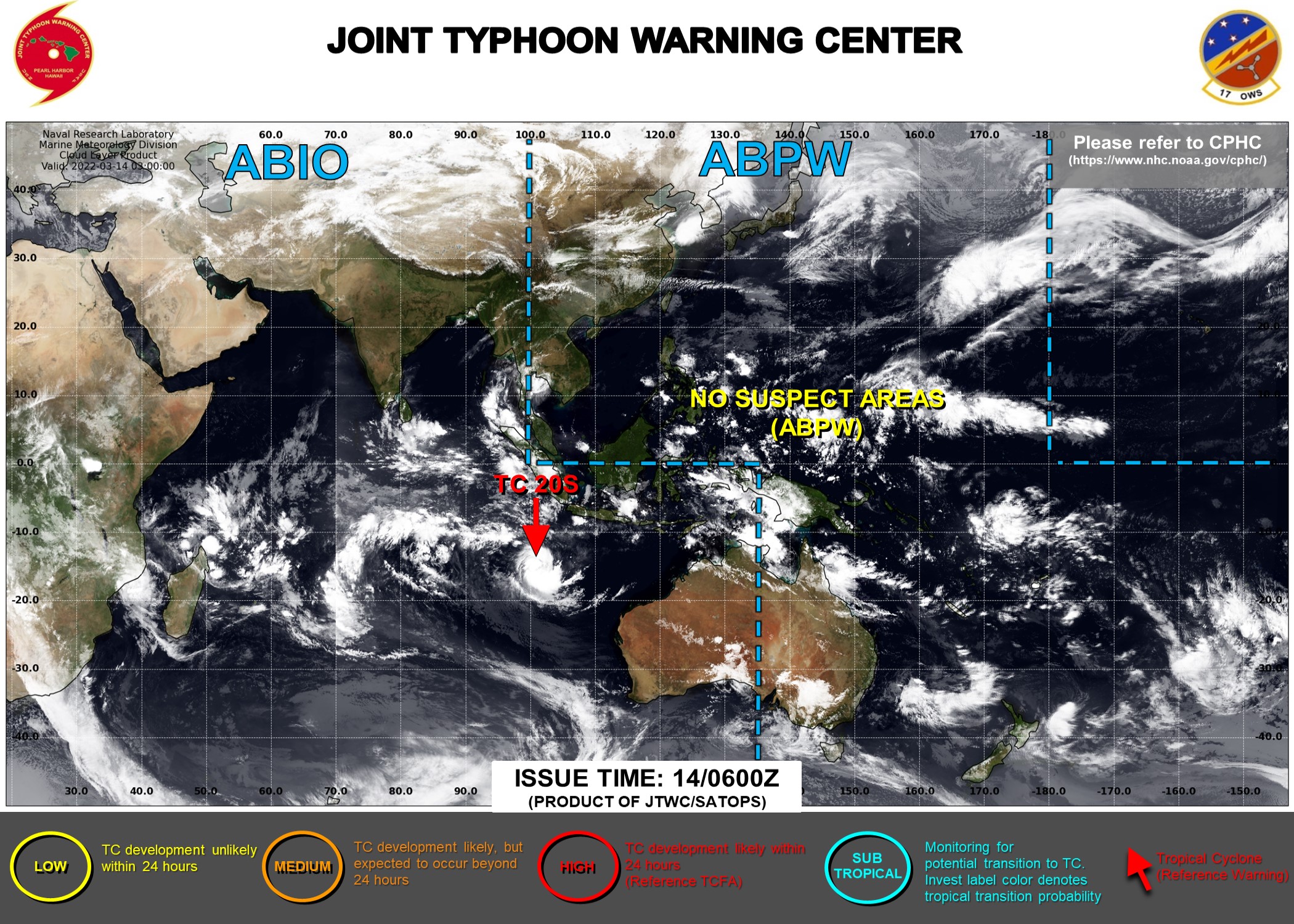JTWC IS ISSUING 12HOURLY WARNING AND 3HOURLY SATELLITE BULLETINS ON TC 20S.
