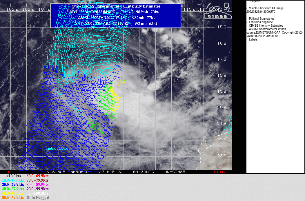 TC 21S(CHARLOTTE): CAT 1 US and weakening// Invest 94S: likely marked intensification next 72hours//Invest 91B: off the map,23/06utc TC 21S(CHARLOTTE): CAT 1 US and weakening// Invest 94S: likely marked intensification next 72hours//Invest 91B: off the map,23/06utc