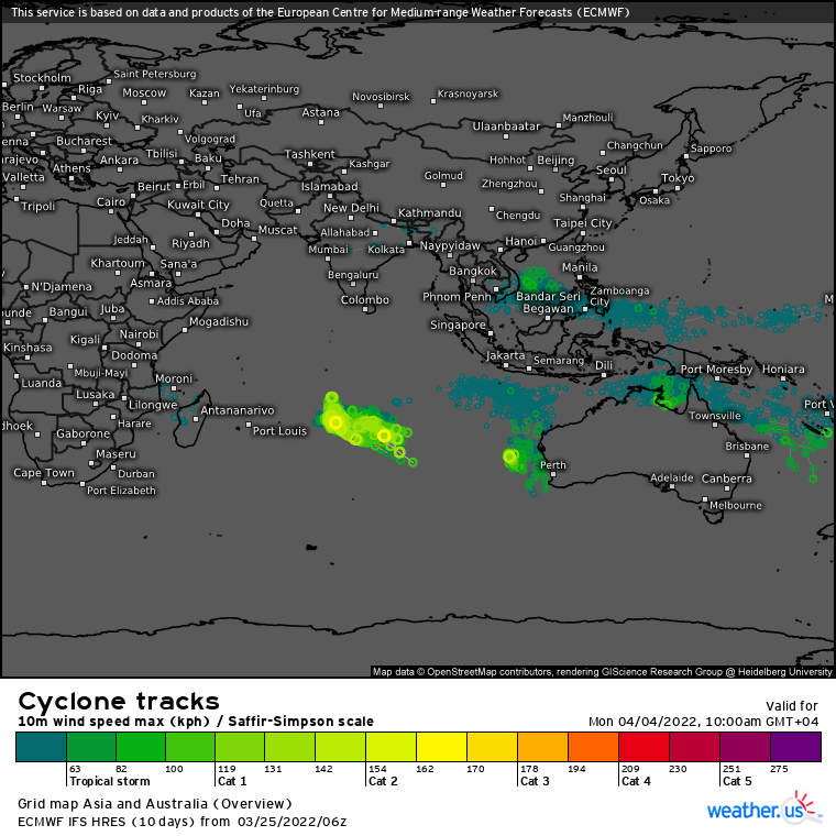 TC 22S(HALIMA):CAT 4 US:forecast to reach Super Typhoon/Cyclone intensity within 12h//21S(CHARLOTTE):subtropical//Invest 92W, 25/15utc