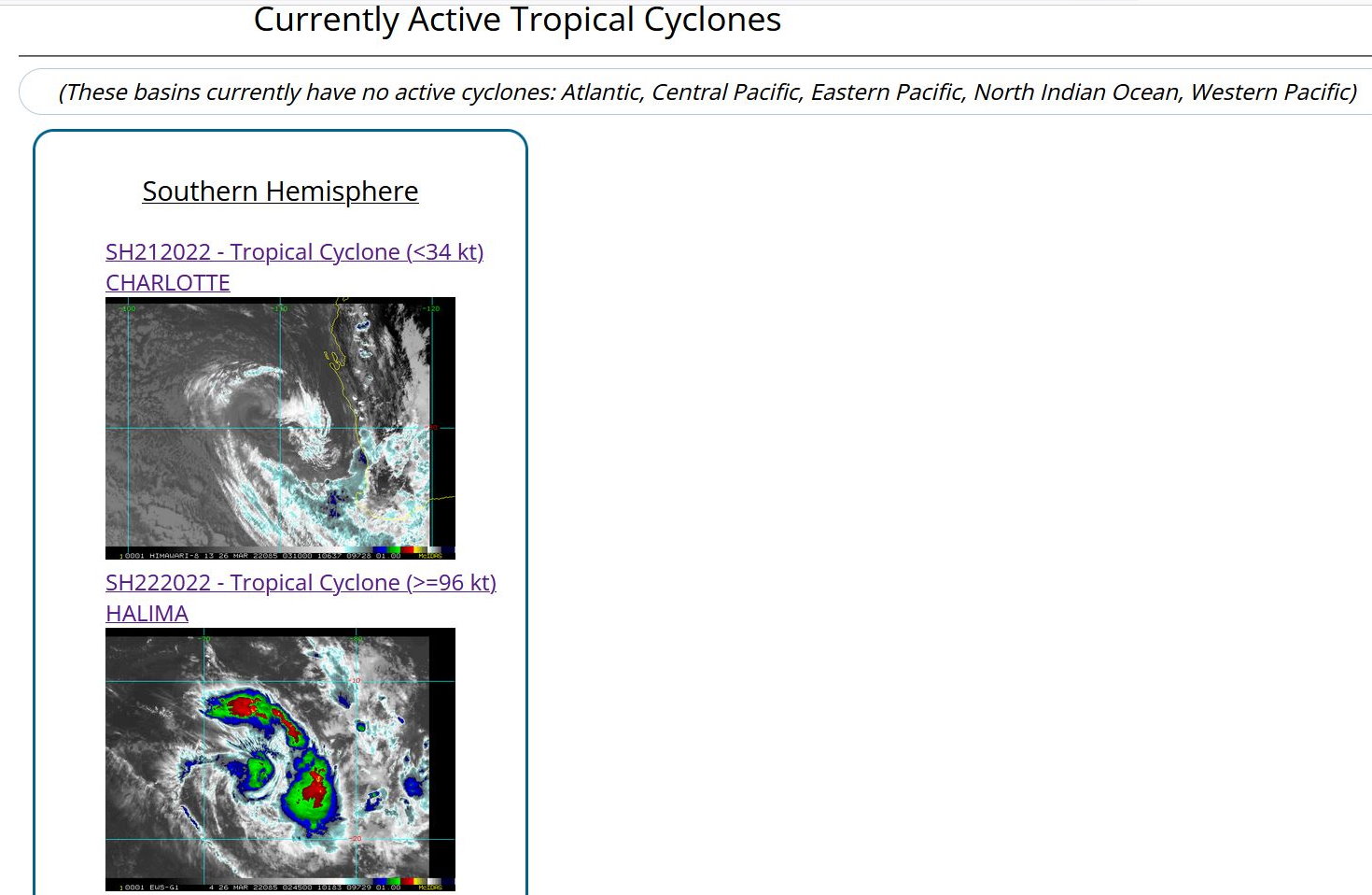 TC 22S(HALIMA) failed to reach STY intensity, forecast to weaken significantly next 48h//21S(CHARLOTTE):subtropical//Invest 92W, 26/03utc