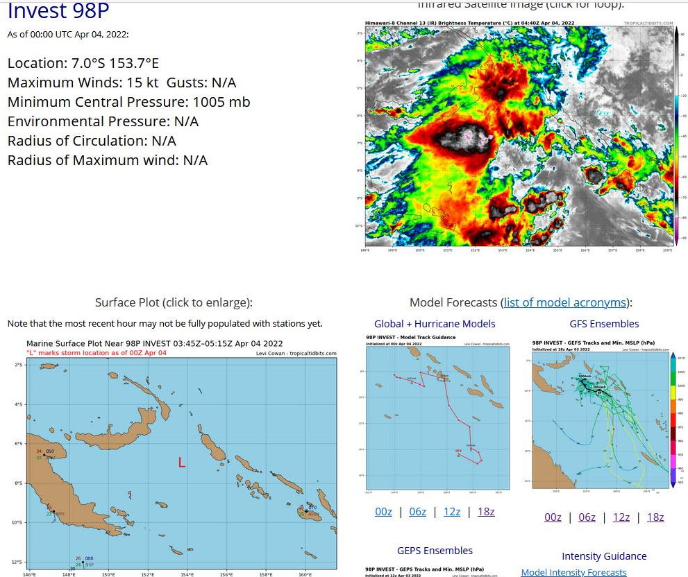 Invest 99P: High// Invest 95W: Medium// Invest 94W: Low//Invest 98P and remnants of TC 22S(HALIMA), 04/06utc