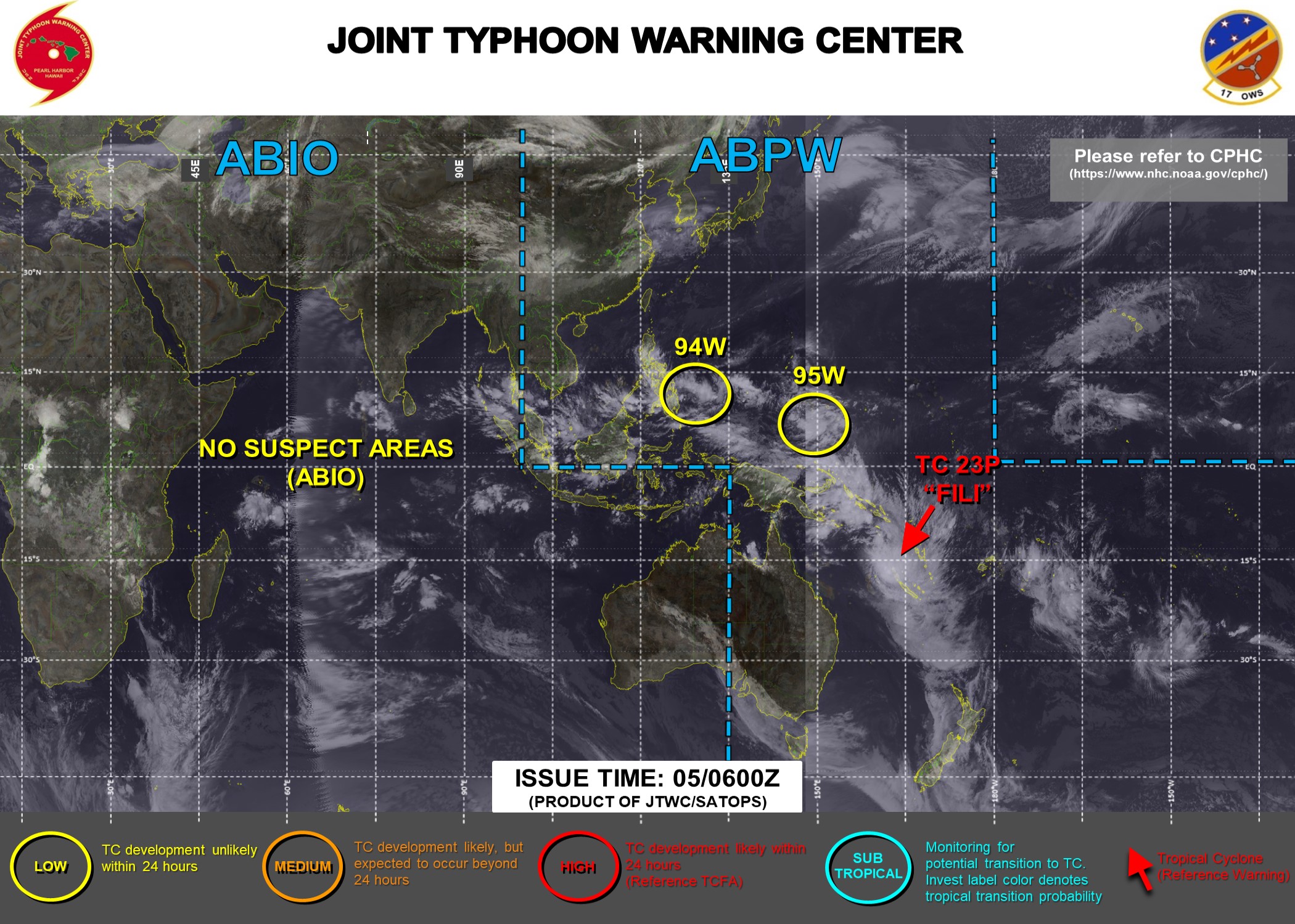 JTWC IS ISSUING 6HOURLY WARNINGS AND 3HOURLY SATELLITE BULLETINS ON TC 23P(FILI).