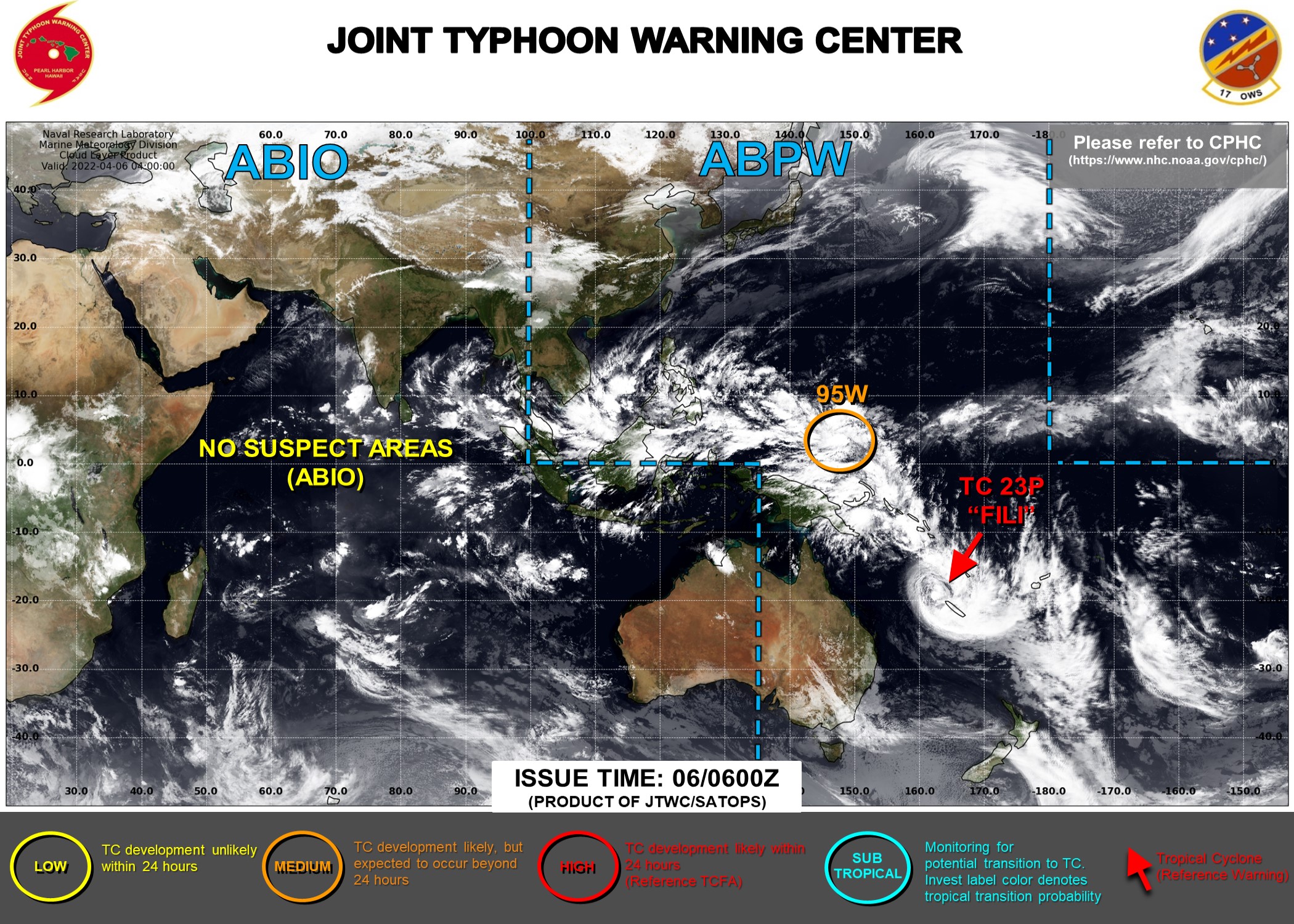 JTWC IS ISSUING 6HOURLY WARNINGS AND 3HOURLY SATELLITE BULLETINS ON TC 23P(FILI).