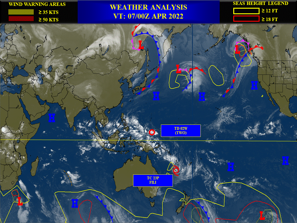 TD 02W forecast to reach Typhoon intensity by 72h// TC 23P(FILI): subtropical transition by 36h// Invests 94W & 96W, 07/09utc 