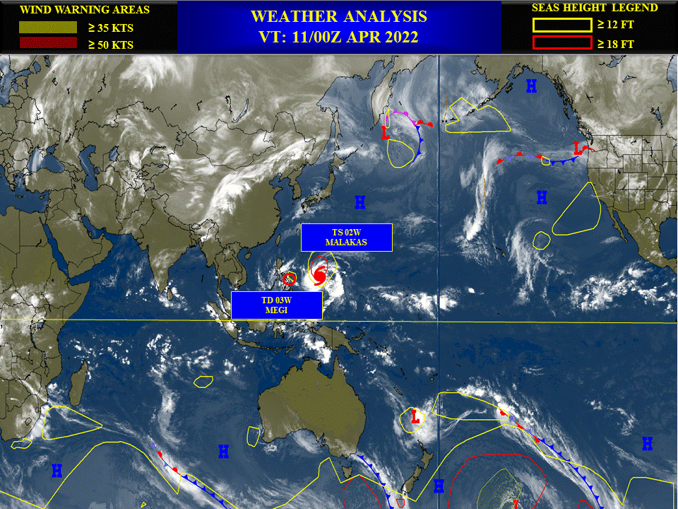 02W(MALAKAS) forecast to intensify markedly next 48h//03W(MEGI) over the Visayan Sea//Remnants of 23P(FILI), 11/03utc