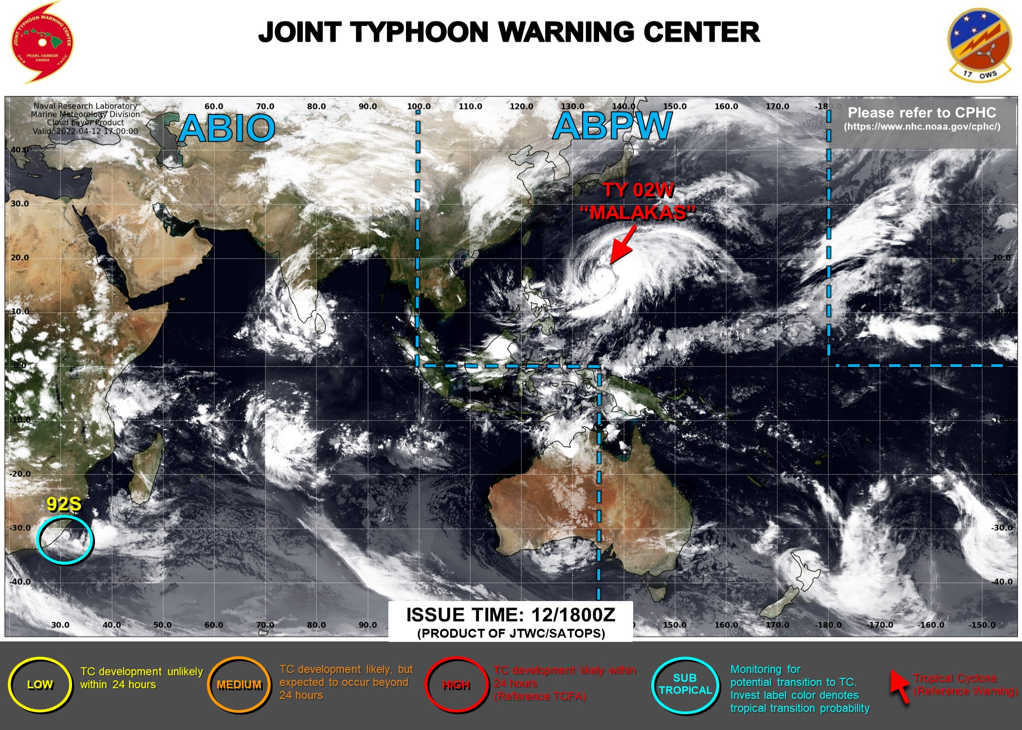 JTWC IS ISSUING 6HOURLY WARNINGS ON TY 02W(MALAKAS).3HOURLY SATELLITE BULLETINS ARE ISSUED ON 02W, THE REMNANTS OF 03W ANDON INVEST 92S.