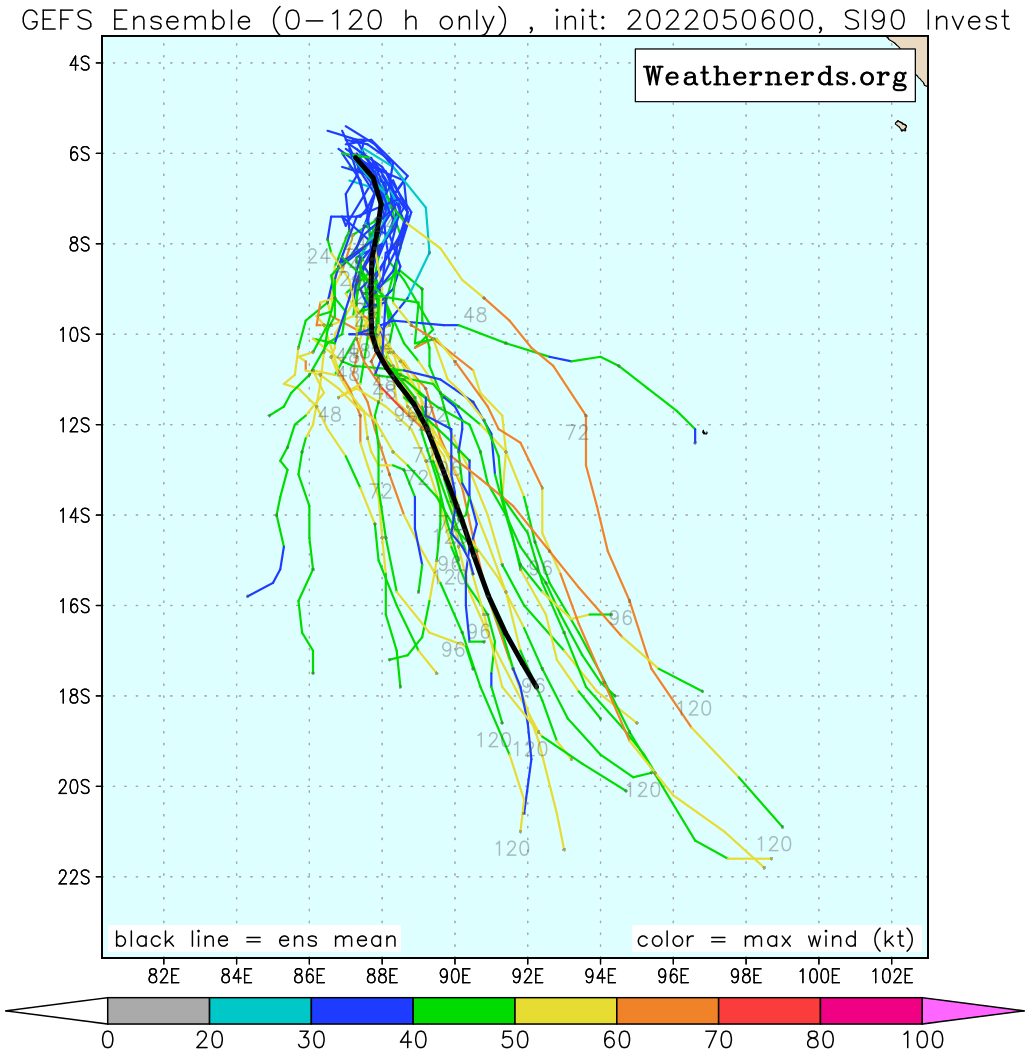 GLOBAL MODEL GUIDANCE PREDICTS THE  INVEST WILL TRACK SOUTH-SOUTHEASTWARD AND GRADUALLY CONSOLIDATE OVER  THE NEXT 48 HOURS.
