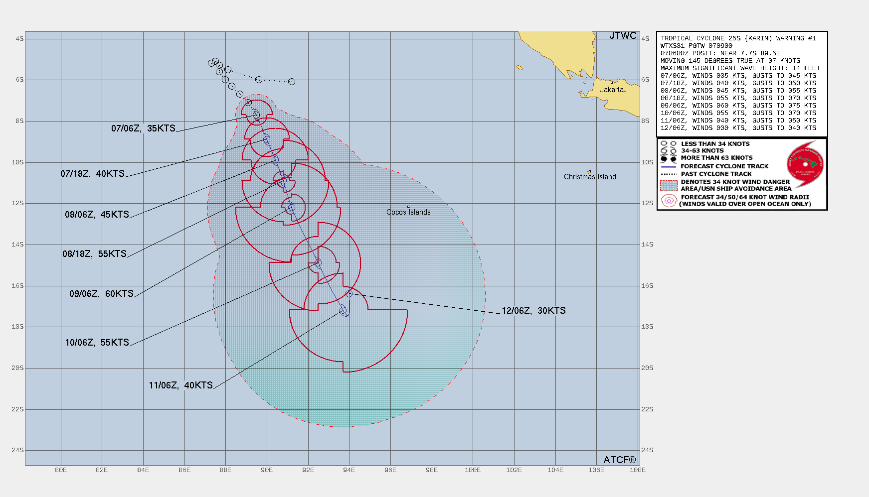FORECAST REASONING.  SIGNIFICANT FORECAST CHANGES: THIS INITIAL PROGNOSTIC REASONING MESSAGE ESTABLISHES THE FORECAST PHILOSOPHY.  FORECAST DISCUSSION: TC 25S WILL TRACK SLOWLY POLEWARD ALONG THE WESTERN PERIPHERY OF THE NEAR EQUATORIAL RIDGE (NER) THROUGH 48H WITH GRADUAL INTENSIFICATION TO A PEAK OF 60 KNOTS BY 48H. AFTER 48H, THE SYSTEM WILL ACCELERATE POLEWARD AS IT TRACKS WITHIN THE ENHANCED FLOW BETWEEN A BROAD MIDLATITUDE TROUGH AND A SUBTROPICAL RIDGE TO THE EAST. RAPID WEAKENING WILL OCCUR AS THE SYSTEM ENCOUNTERS INCREASING VERTICAL WIND SHEAR AND DRY AIR ENTRAINMENT. AFTER 96H,  THE SYSTEM WILL WEAKEN AND STALL AS IT ENCOUNTERS A STRONG HIGH BUILDING TO THE SOUTH EFFECTIVELY BLOCKING FURTHER POLEWARD MOTION. TC 25S SHOULD DISSIPATE BY 120H WITH THE REMNANTS TRACKING BACK TOWARD THE EQUATOR UNDER THE LOW-LEVEL SOUTHEASTERLY FLOW ASSOCIATED WITH THE AFOREMENTIONED HIGH.