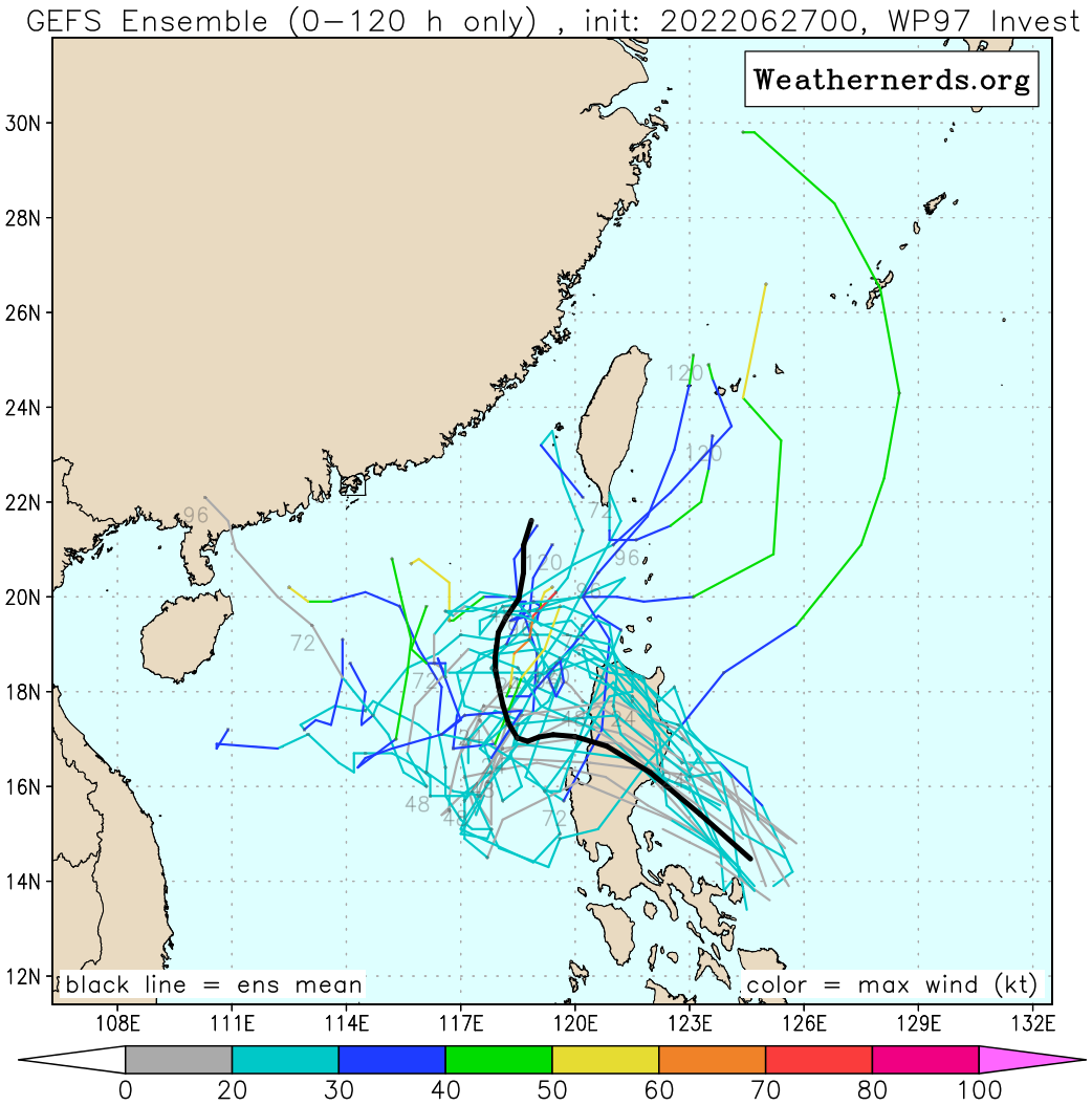 JTWC map: active after a while: Invest 94A and Invest 97W// TS 03E(ALICIA) and Invest 94L, 27/06utc