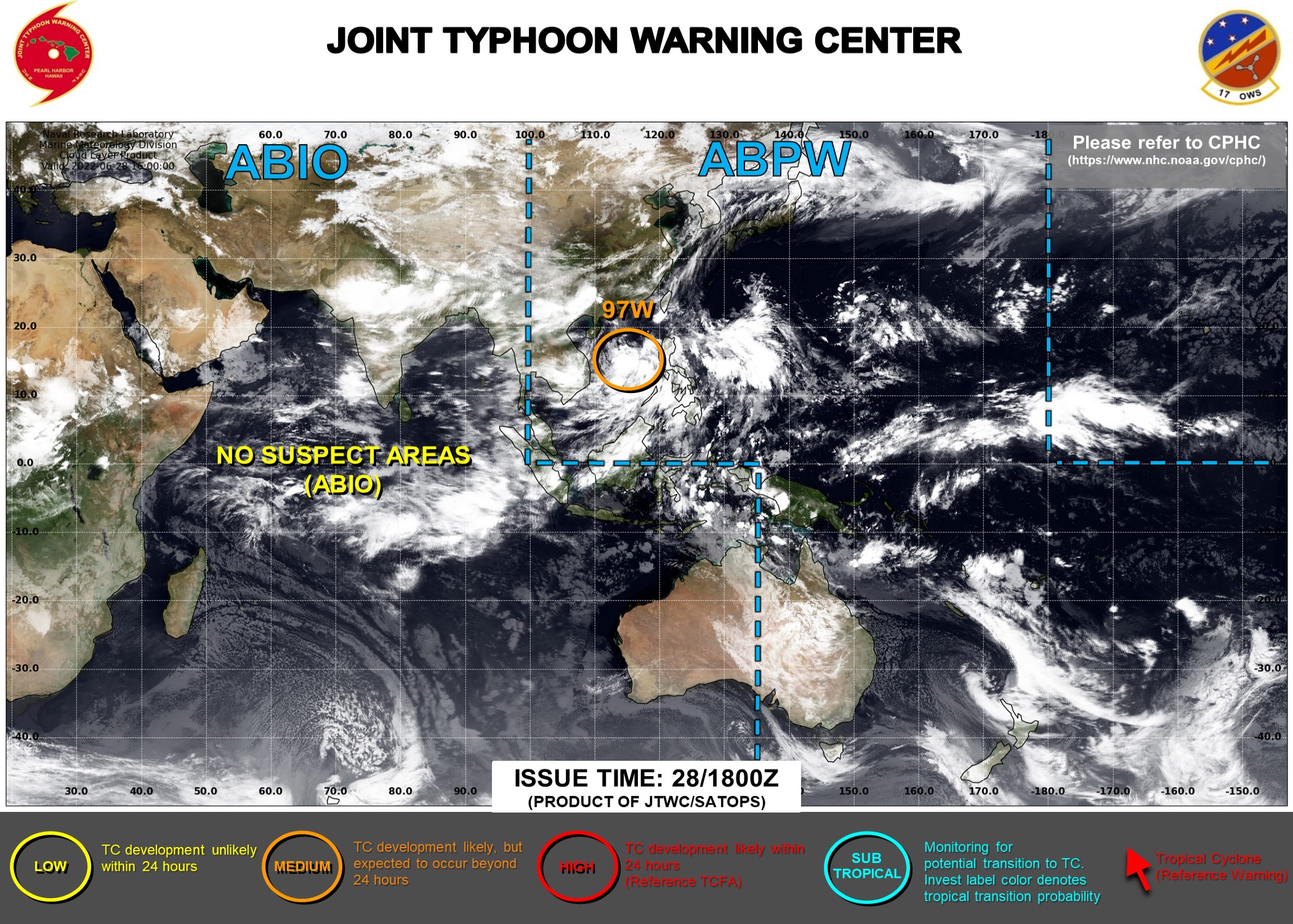 JTWC IS ISSUING 3HOURLY SATELLITE BULLETINS ON INVEST 97W AND INVEST 94A.