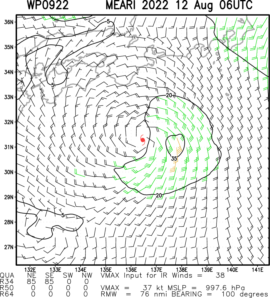 TS 09W(MEARI) slowly intensifying north of 30°N//Arabian Sea:TC 03A rapidly emerging//Invest 90E: TCFA// Invest 90C, 12/09utc