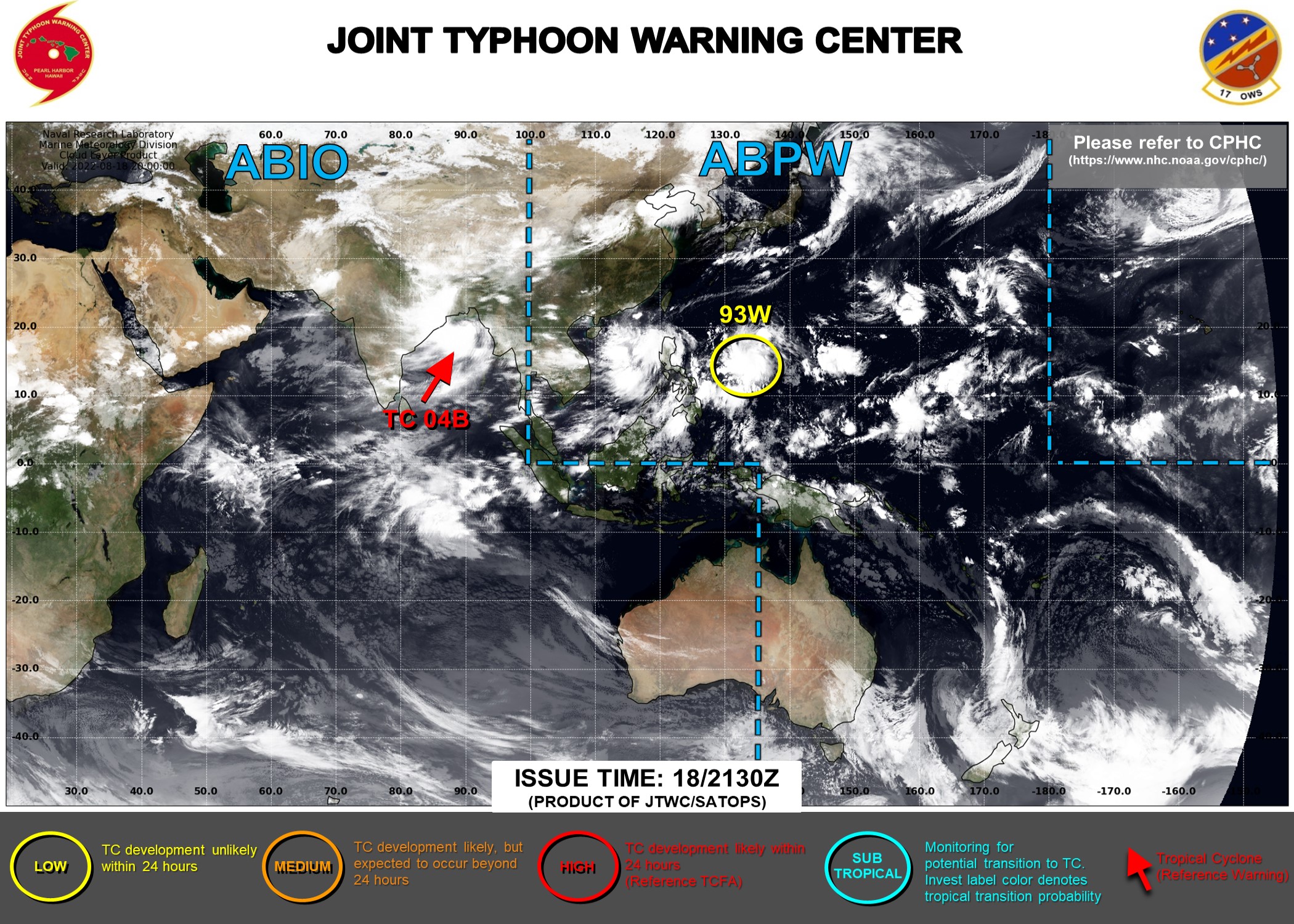 JTWC IS ISSUING 6HOURLY WARNINGS AND 3HOURLY SATELLITE BULLETINS ON TC 04B