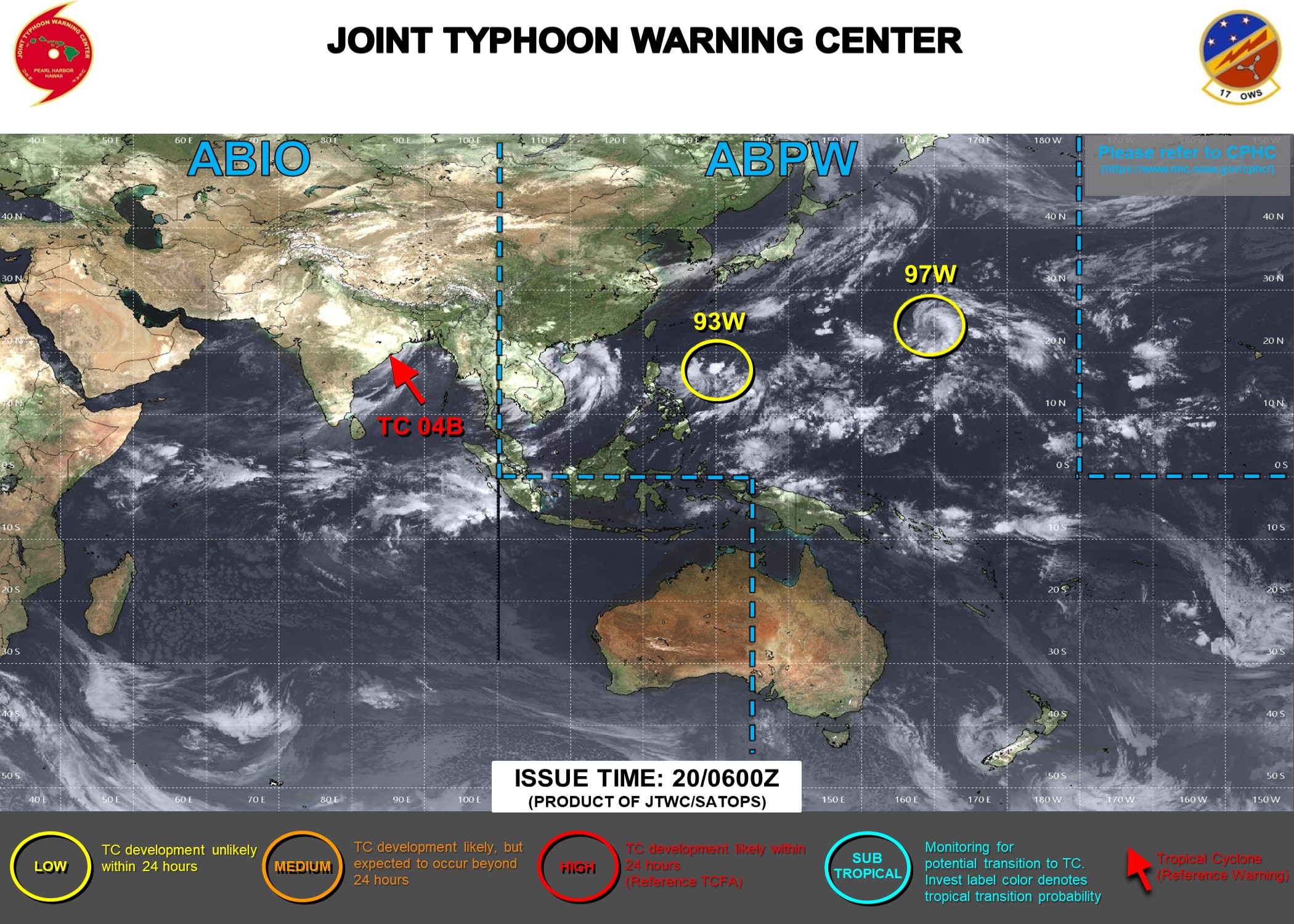 JTWC IS ISSUING 3HOURLY SATELLITE BULLETINS ON INVEST 93W AND OVER-LAND TC 04B.