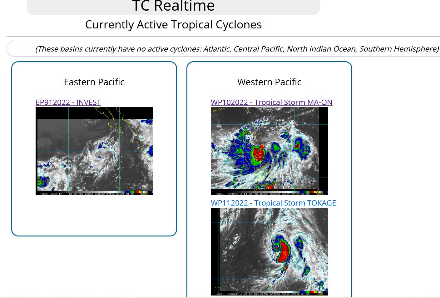 Western North Pacific: TS 10W(MA-ON) and TS 11W(TOKAGE), 22/09utc