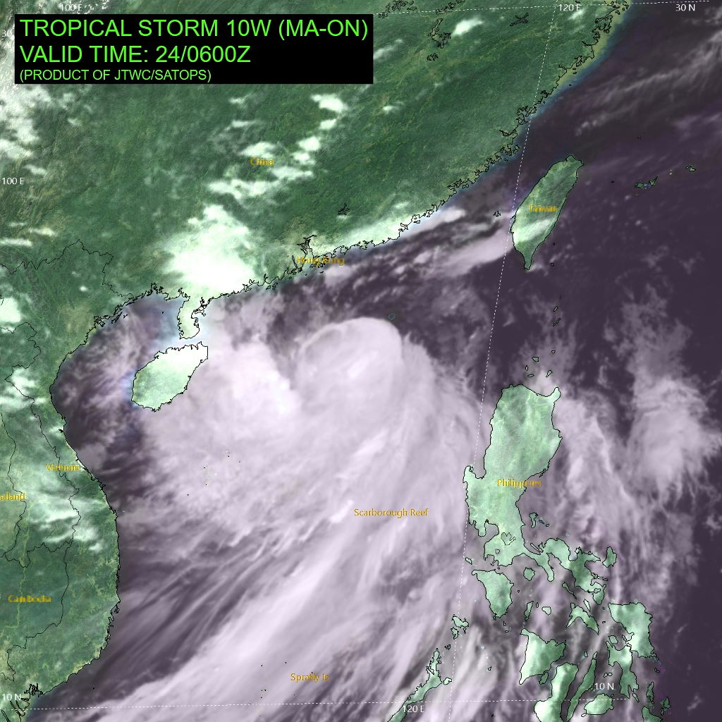 TY 11W(TOKAGE) peaked as a CAT 3 US//TS 10W(MA-ON): forecast landfall SW of Hong Kong by 24h// Invests 98W & 91E, 24/09utc TY 11W(TOKAGE) peaked as a CAT 3 US//TS 10W(MA-ON): forecast landfall SW of Hong Kong by 24h// Invests 98W & 91E, 24/09utc
