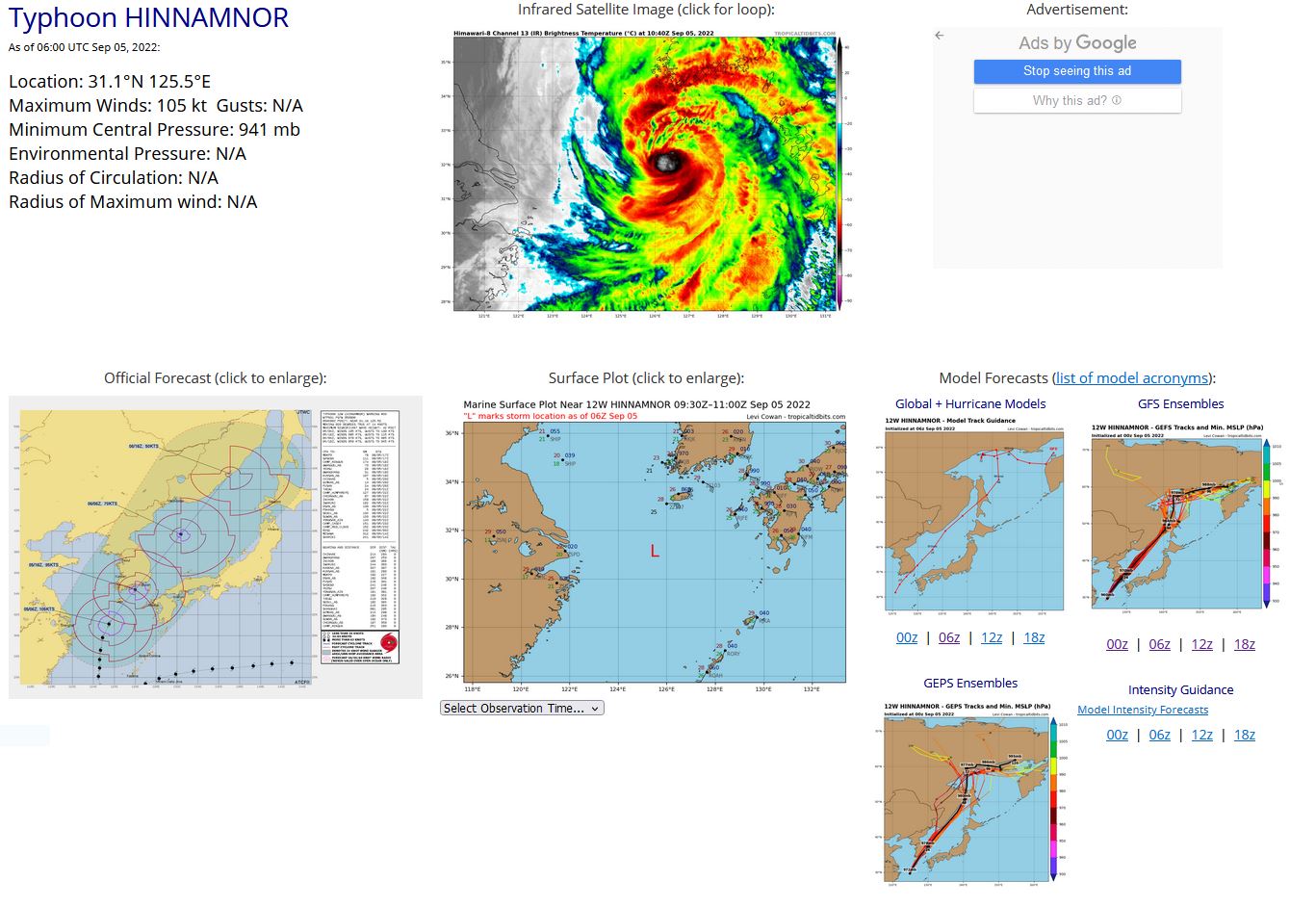 SATELLITE ANALYSIS, INITIAL POSITION AND INTENSITY DISCUSSION: ANIMATED MULTISPECTRAL SATELLITE IMAGERY (MSI) DEPICTS A WELL DEFINED, TIGHTLY WRAPPED CIRCULATION WHO'S EYE HAS SLOWLY FILLED OVER THE PAST FEW HOURS. A 050514Z AMSR2 89GHZ COLOR COMPOSITE MICROWAVE IMAGE REVEALS THAT 12W HAS MAINTAINED A SMALL CORE SURROUNDED BY AN INTERMITTENT SECONDARY EYEWALL LIKE FEATURE THAT HAS FRAGMENTED AND REFORMED SEVERAL TIMES OVER THE PAST 12-24 HOURS. THIS CORE STRUCTURE WHILE CERTAINLY A-TYPICAL HAS ALLOWED 12W TO DELAY ITS IMPENDING WEAKENING. THE INITIAL POSITION IS PLACED WITH HIGH CONFIDENCE BASED ON MSI AND AMSR2 IMAGERY. THE INITIAL INTENSITY OF 105 KTS IS ASSESSED WITH MEDIUM CONFIDENCE BASED ON THE NOTABLE DECLINE OF ALL AGENCY DVORAK INTENSITY ESTIMATES, WHILE THE SYSTEMS CORE STRUCTURE APPEARS MOSTLY INTACT.  FURTHERMORE, WHILE AGENCY DVORAK INTENSITY ESTIMATES WILL GENERALLY MAKE AN INITIAL DROP WHEN AN EYE FILLS, CIMSS ADT AND SATCON HAVE ALSO DROPPED.