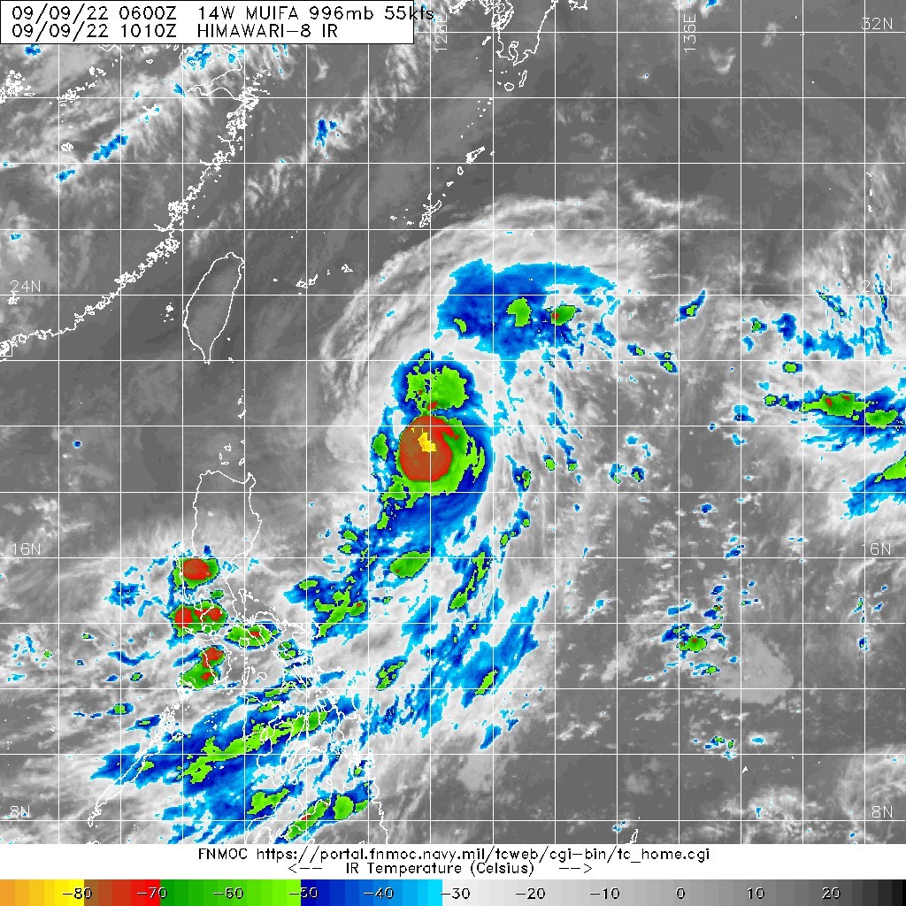 14W(MUIFA): Rapid intensification up to Typhoon CAT 4 forecast by 48h//Invests 92W/93W/90B//TS 12E(KAY)//HU 06L(EARL),95L,09/09utc