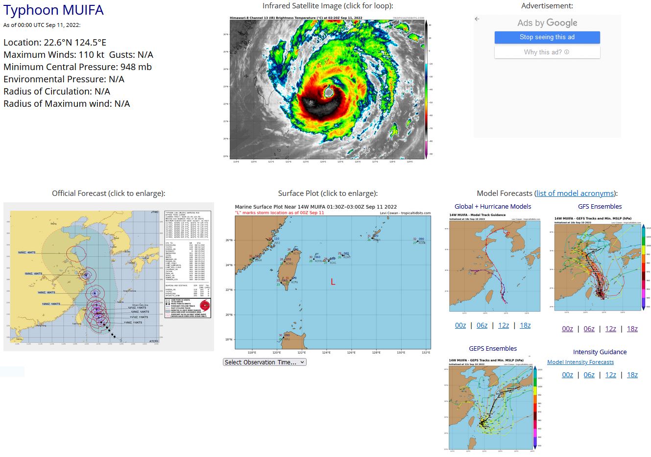 SATELLITE ANALYSIS, INITIAL POSITION AND INTENSITY DISCUSSION: ANIMATED ENHANCED INFRARED (EIR) SATELLITE IMAGERY DEPICTS A 20NM ROUND EYE WITH CORE CONVECTION RAPIDLY CYCLING WITHIN THE EYEWALL. DESPITE LINGERING OVER A SLIGHTLY COOLER (27-28C) POOL OF WATER FROM STY 12W, TY 14W HAS CONTINUED TO STEADILY STRENGTHEN. ANIMATED RADAR IMAGERY SHOWS SPIRAL BANDING WRAPPING TIGHTLY INTO A COMPLETE EYEWALL SURROUNDING A SYMMETRIC EYE. THE INITIAL POSITION IS PLACED WITH HIGH CONFIDENCE BASED ON THE EIR IMAGERY AND HOURLY RJTD RADAR FIXES. THE INITIAL INTENSITY OF 110 KTS IS ASSESSED WITH HIGH  CONFIDENCE BASED ON AN AVERAGE OF THE KNES, RJTD AND PGTW FIXES, AND IS ALSO SUPPORTED BY THE CIMSS ADT ESTIMATE. THE 34-KNOT WIND RADII HAVE BEEN ADJUSTED BASED ON A 101738Z AMSR2 WINDSPEED IMAGE AS WELL AS CURRENT SURFACE OBSERVATIONS FROM ISHIGAKI-JIMA, WHICH ARE LESS THAN 20 KNOTS AT THIS TIME. UPPER-LEVEL CONDITIONS REMAIN FAVORABLE WITH RADIAL OUTFLOW AND LOW VERTICAL WIND SHEAR.