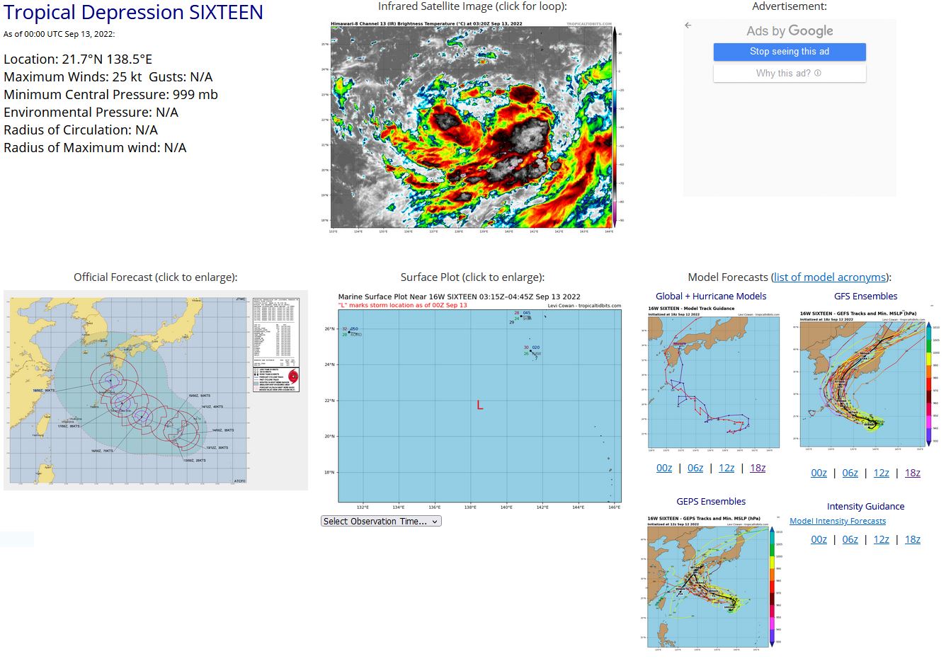 Typhoon 14W(MUIFA)still strong slowly nearing China//15W(MERBOK) to peak at CAT2 //TD 16W:marked intensification after 48h//1303utc