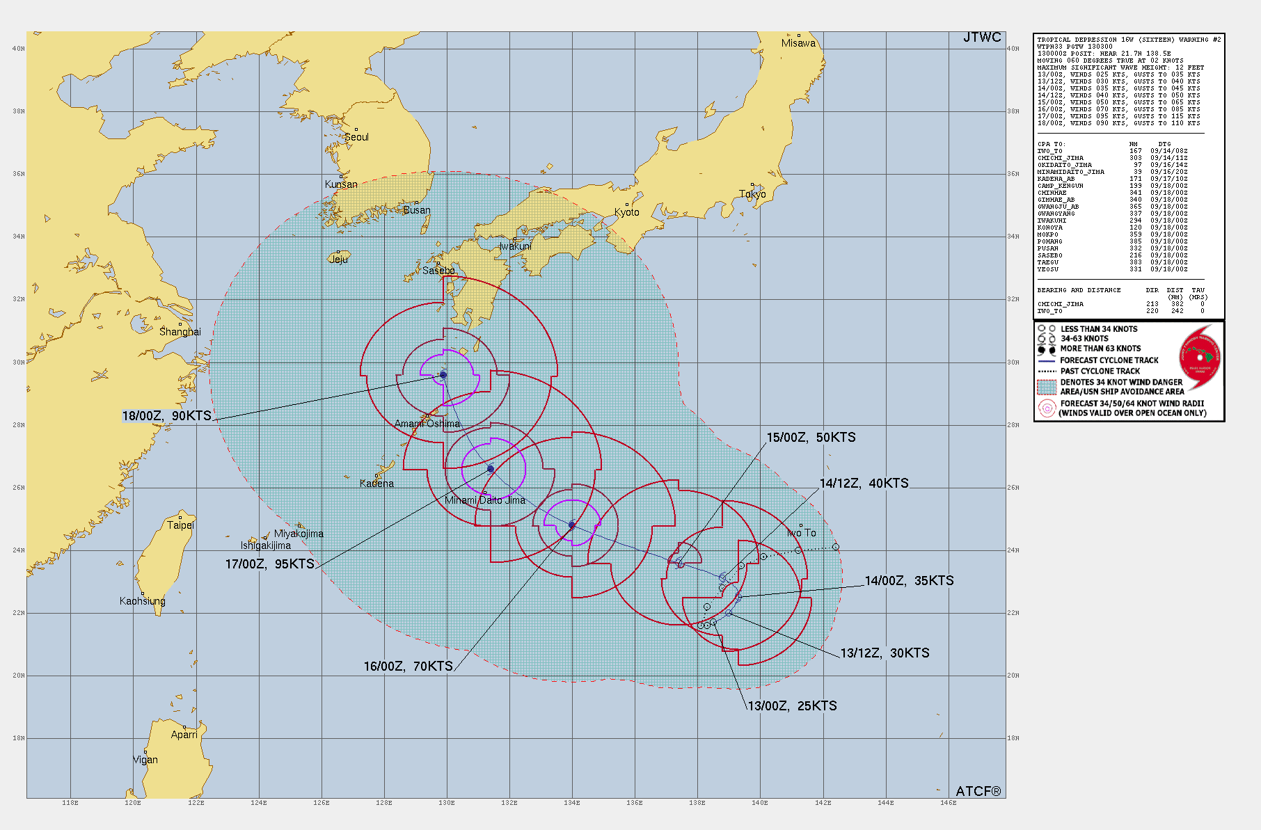 Typhoon 14W(MUIFA)still strong slowly nearing China//15W(MERBOK) to peak at CAT2 //TD 16W:marked intensification after 48h//1303utc