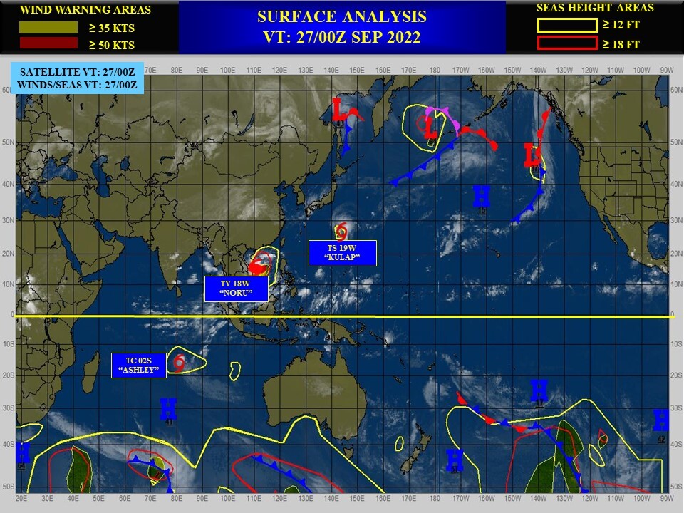 Typhoon 18W(NORU) making landfall near Da Nang //TS 19W(KULAP)//Invest 97W//TC 02S(ASHLEY)//HU 09L(IAN): intensifying//2709utc
