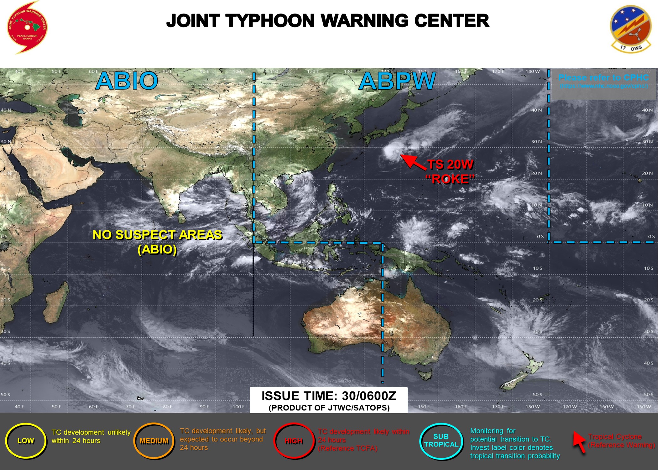 JTWC IS ISSUING 6HOURLY WARNINGS AND 3HOURLY SATELLITE BULLETINS ON 20W(ROKE).