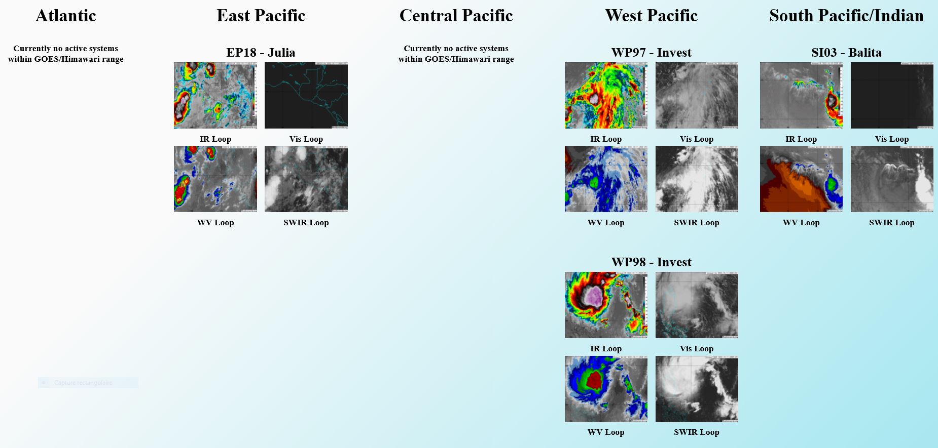 Invest 98W: Tropical Cyclone Formation Alert//Invest 97W up-graded//Invest 99W//Remnants of TC 03S(BALITA)// 1106utc