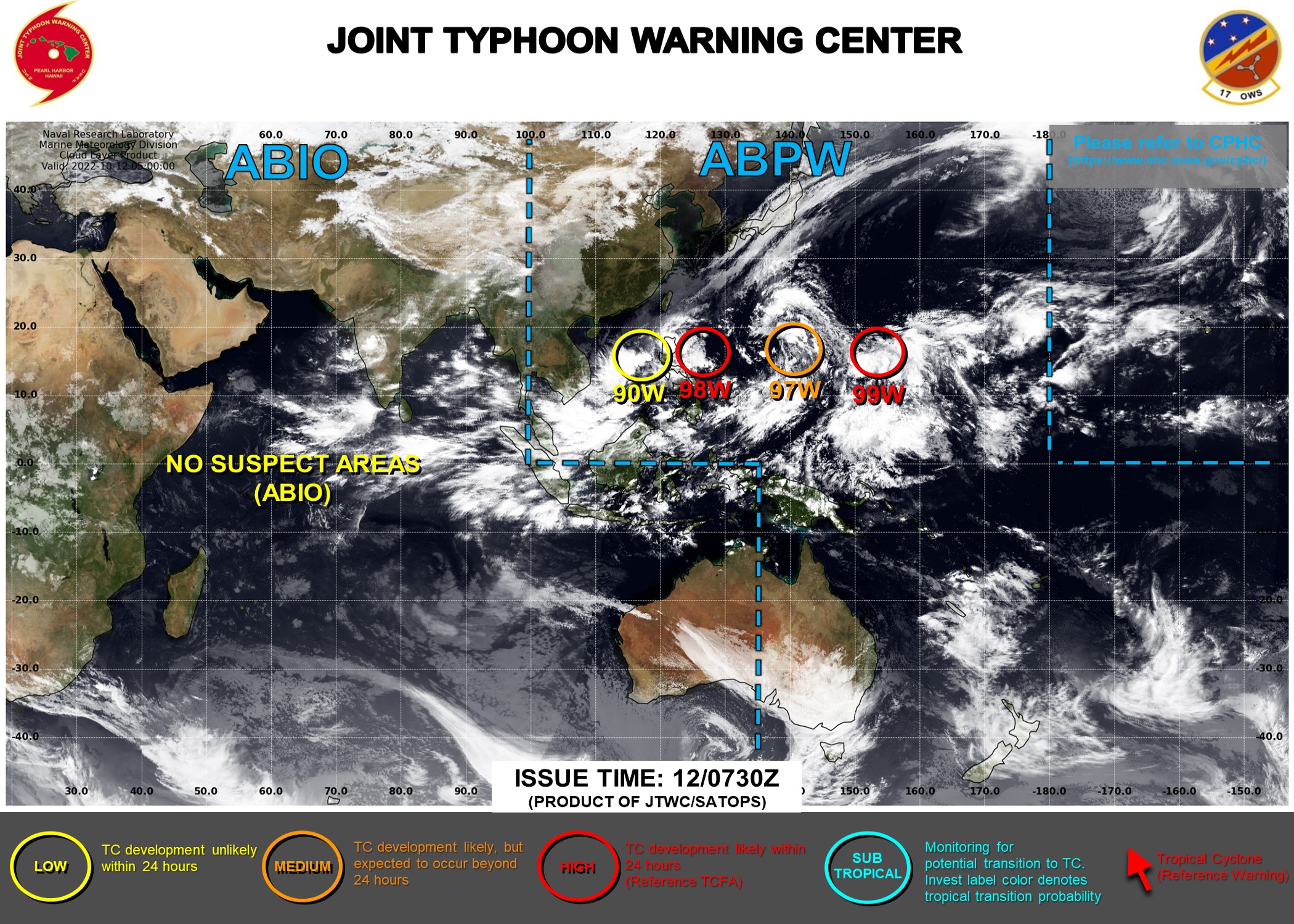 JTWC IS ISSUING 3HOURLY SATELLITE BULLETINS ON INVEST 98W AND INVEST 99W.