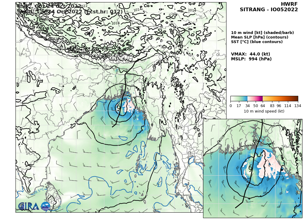 05B(SITRANG)intensifying,forecast landfall west of Chittagong//Invest 93W//19E(ROSLYN)peaked at CAT 4,made landfall//Invest 94L//2409utc