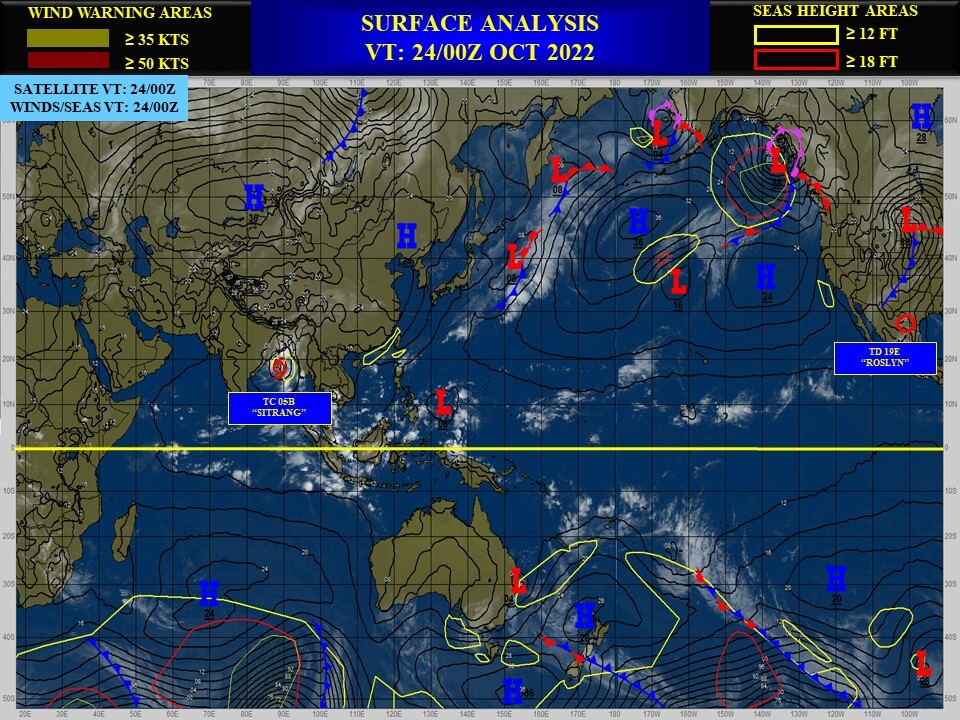 05B(SITRANG)intensifying,forecast landfall west of Chittagong//Invest 93W//19E(ROSLYN)peaked at CAT 4,made landfall//Invest 94L//2409utc