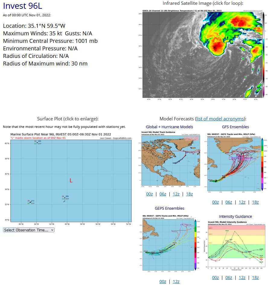 Central Subtropical Atlantic: A non-tropical area of low pressure is located about 425 miles  northeast of Bermuda.  Shower and thunderstorm activity has  continued to persist near and to the north of the center of the  low overnight.  Some additional development is possible through  late Wednesday or Wednesday night, and the system could become a  tropical or subtropical storm while it moves generally  east-northeastward.  By early Thursday, the system is expected to  become fully extratropical and merge with a larger non-tropical low  over the north-central Atlantic. For more information on this  system, including Gale Warnings, see High Seas Forecasts issued by  the National Weather Service.   * Formation chance through 48 hours...medium...50 percent. * Formation chance through 5 days...medium...50 percent.
