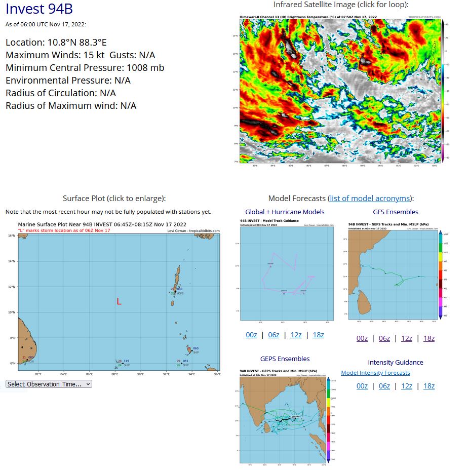 Indian Ocean: Invest 94S: 2nd Tropical Cyclone Formation Alert//Invest 94B// GTHO maps// 1706utc