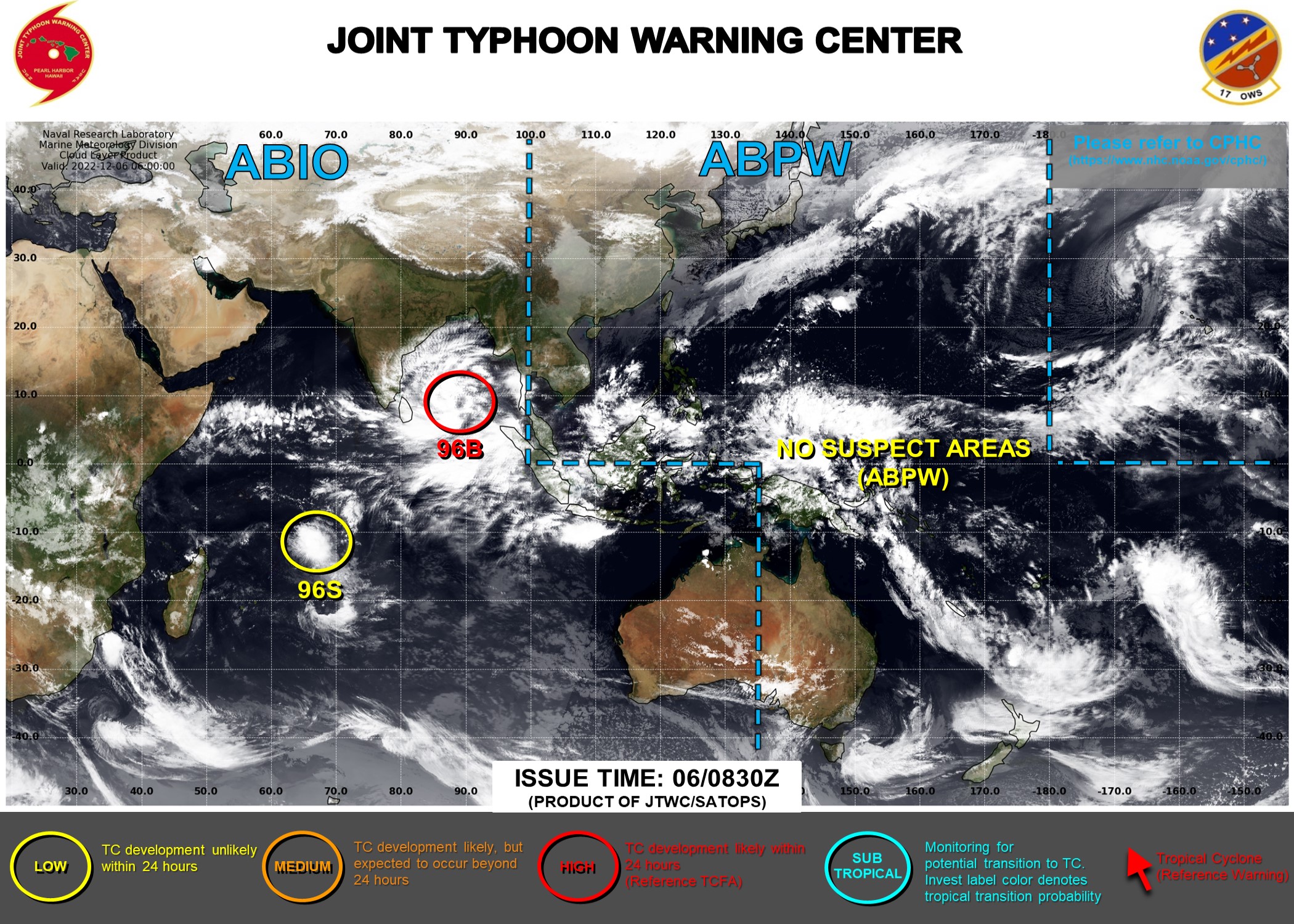 JTWC IS ISSUING 3HOURLY SATELLITE BULLETINS ON INVEST 96B AND INVEST 96S.