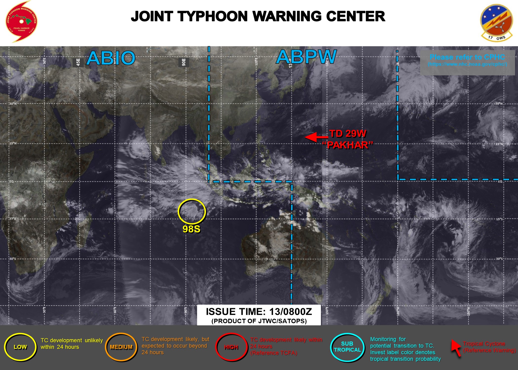 29W(PAKHAR) dissipated// Invest 98S// Invest 97A// GTHO maps up to 3 weeks