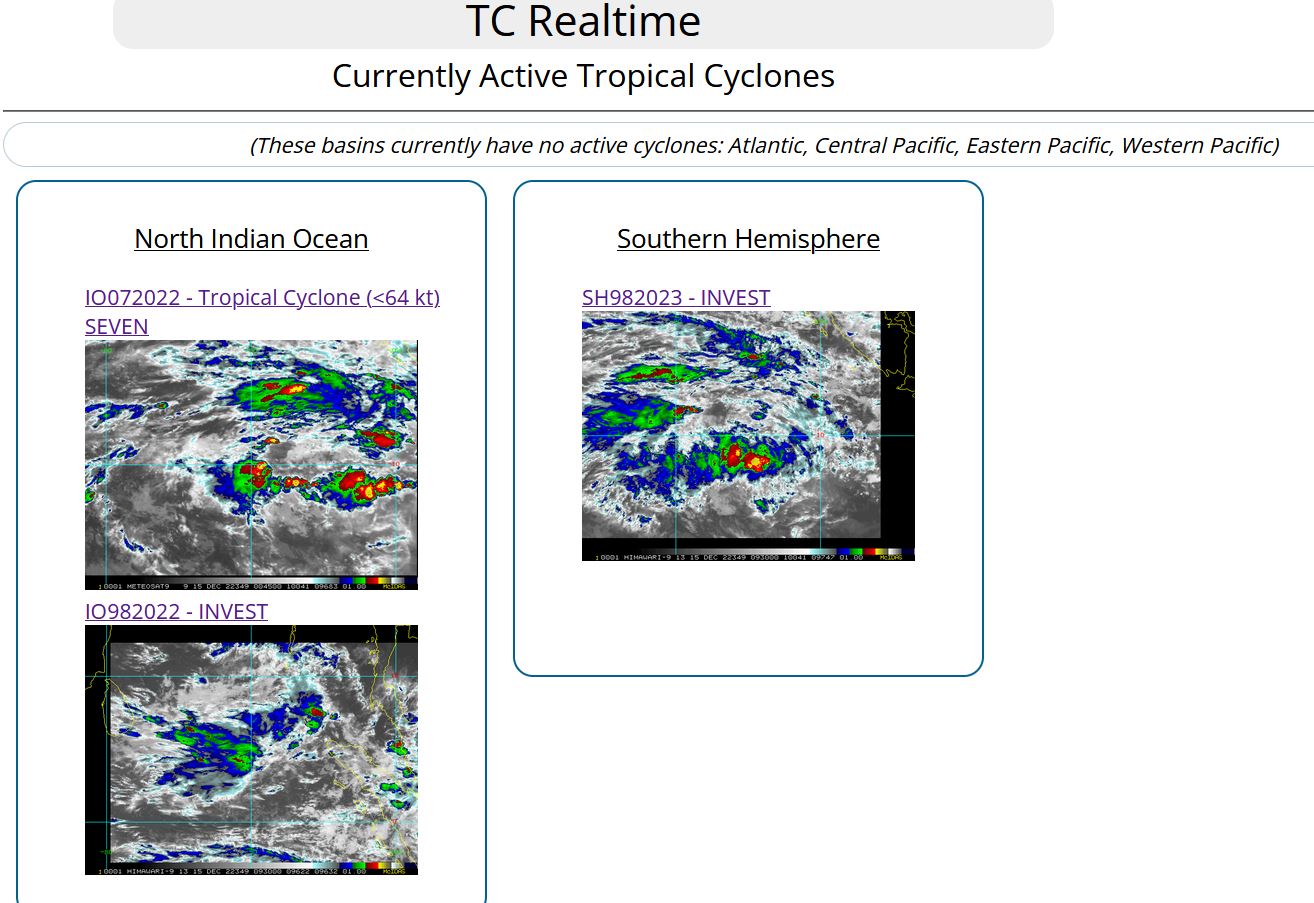 TC 07A rapidly peaked// Invest 98S up-graded// Invest 98B// GTHO maps up to 3 weeks// 15/09utc