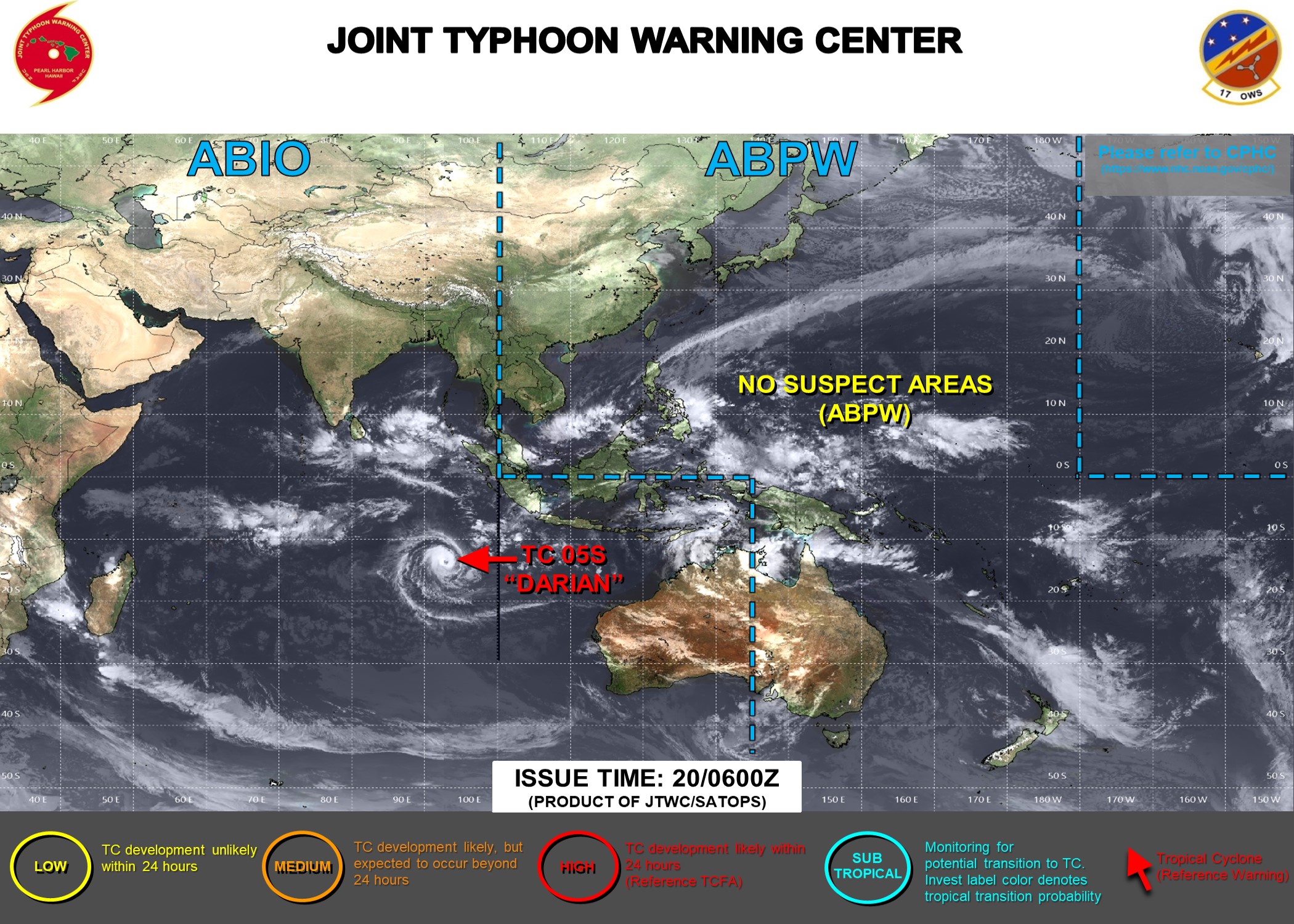 JTWC IS ISSUING 12HOURLY WARNINGS AND 3HOURLY SATELLITE BULLETINS ON TC 05S(DARIAN).