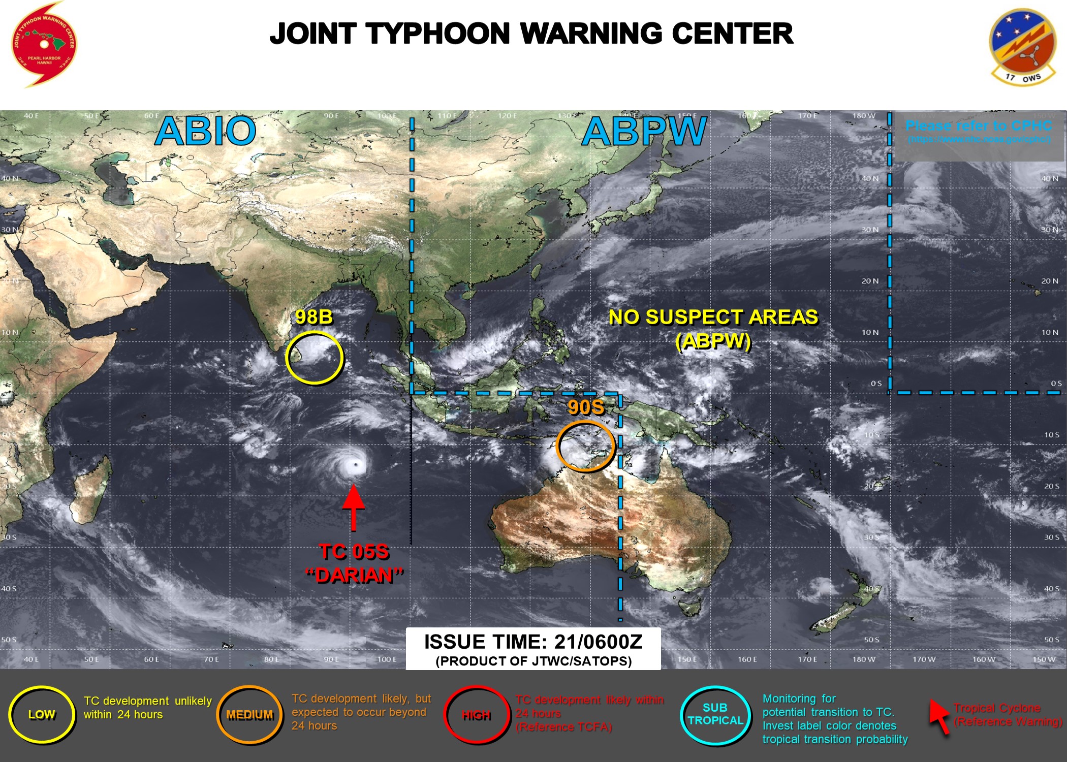 JTWC IS ISSUING 12HOURLY WARNINGS AND 3HOURLY SATELLITE BULLETINS ON TC 05S(DARIAN).