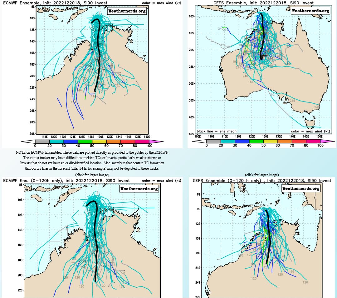 GLOBAL MODELS ARE IN GOOD  AGREEMENT THAT 90S WILL CONTINUE TO TRACK SOUTHWARD OVER THE NEXT 24- 48 HOURS AND POSSIBLY INTENSIFY RAPIDLY AS IT TRACKS INTO AN AREA OF  DECREASING VWS BEFORE IT MAKES LANDFALL OVER THE KIMBERLEY COAST.