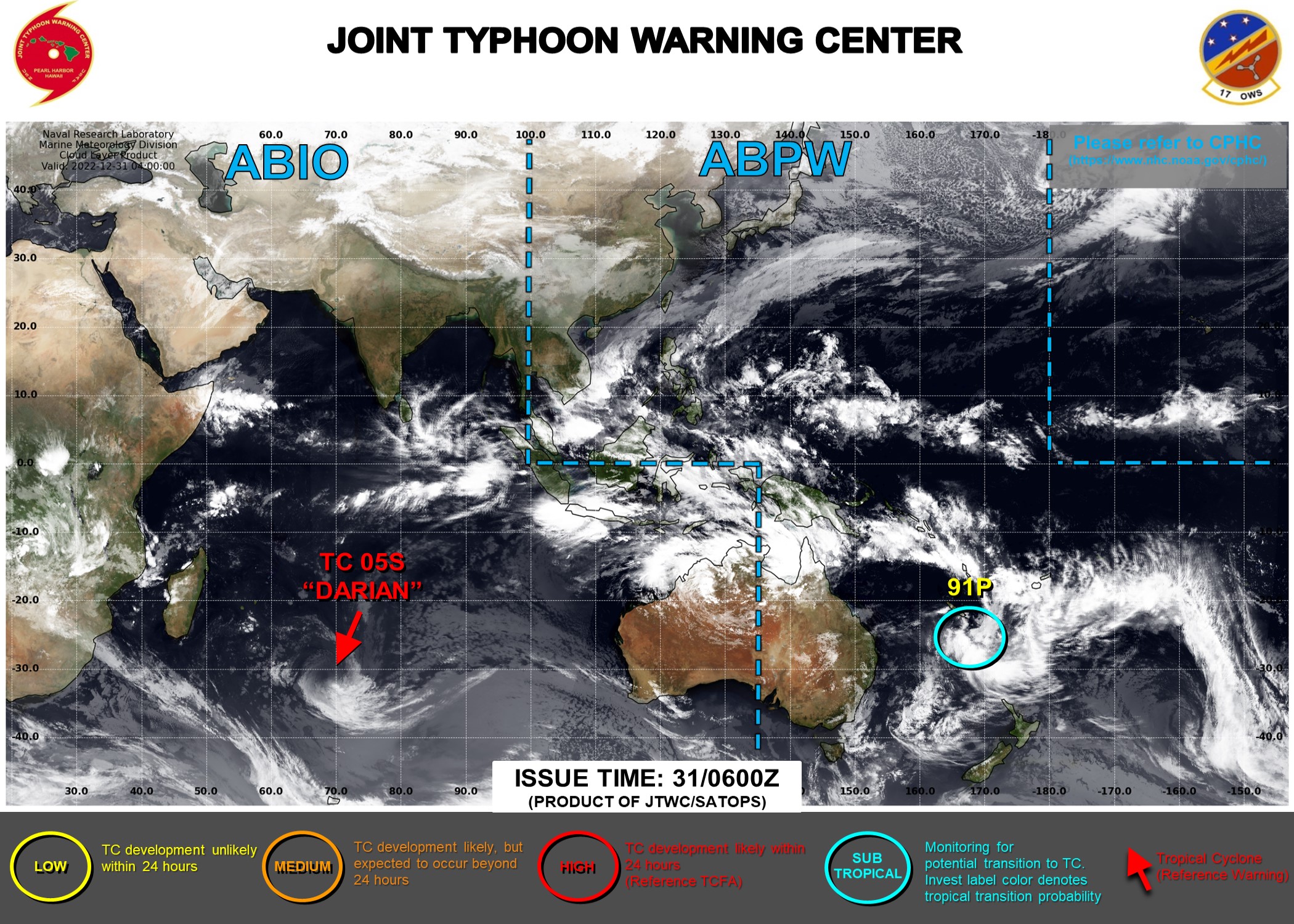 JTWC IS ISSUING 3HOURLY SATELLITE BULLETINS ON SUBTROPICAL DEPRESSION 05S(DARIAN).
