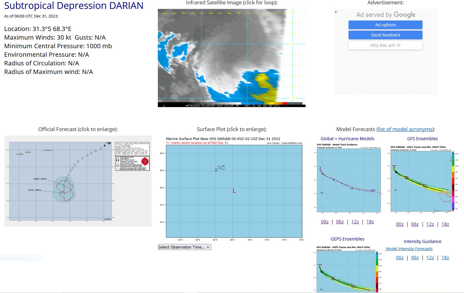 05S(DARIAN): subtropical,ETT forecast by 36/48h//Over-land remnants of TC 06S(ELLIE) still alive//Invest 91P:subtropical//3109utc