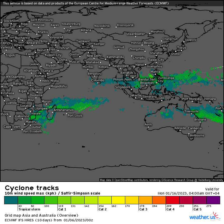 Invest 93P//Invest 94P//06S(ELLIE) over-land remnants//Invest 96W// GTHO maps up to 3 weeks//10 day Ecmwf storm tracks//0615utc